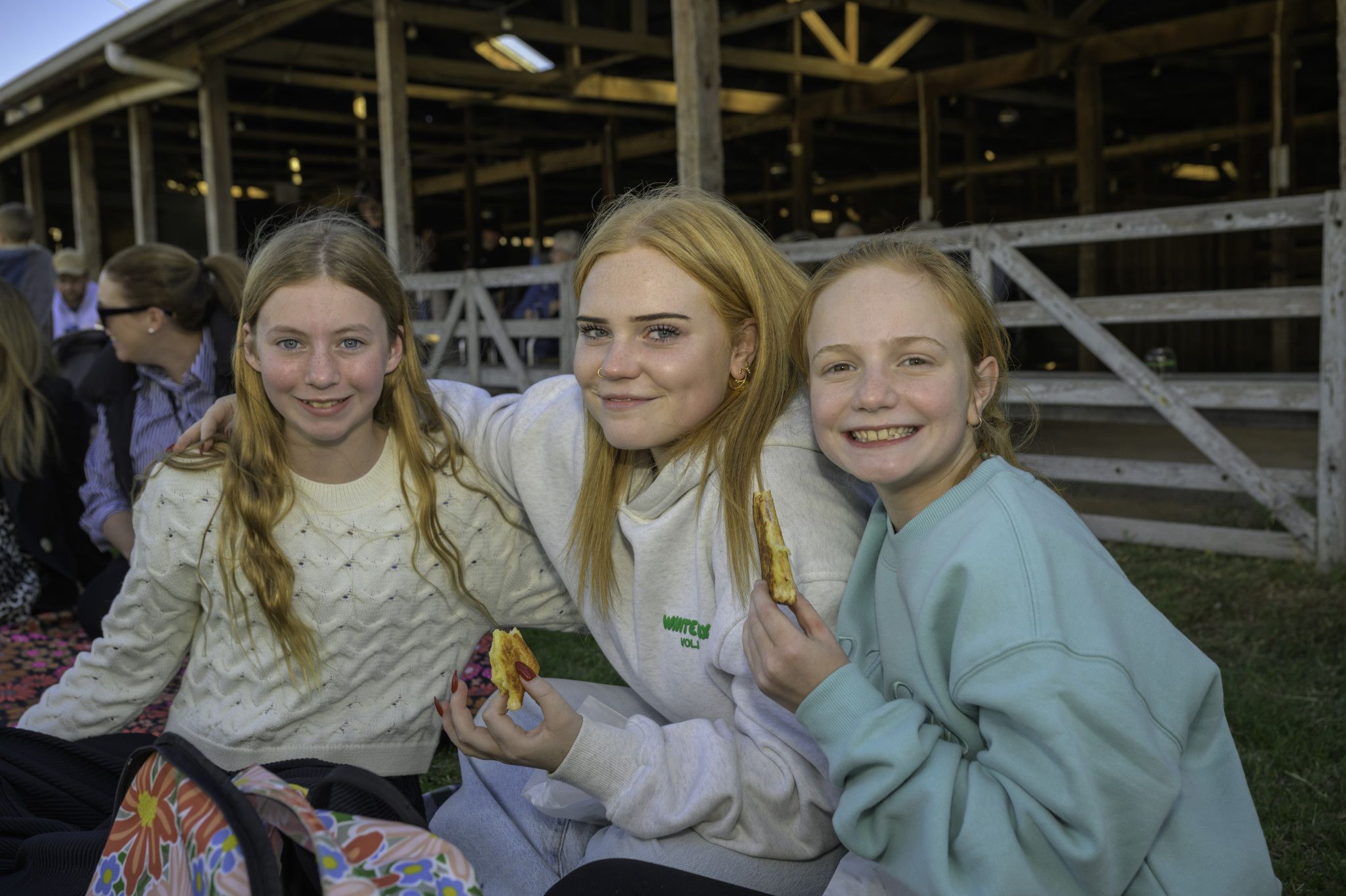 Evie Kalms, Larnie Kalms and Grace Sansom at Maydale Reserve during Sam and Sam's musical.