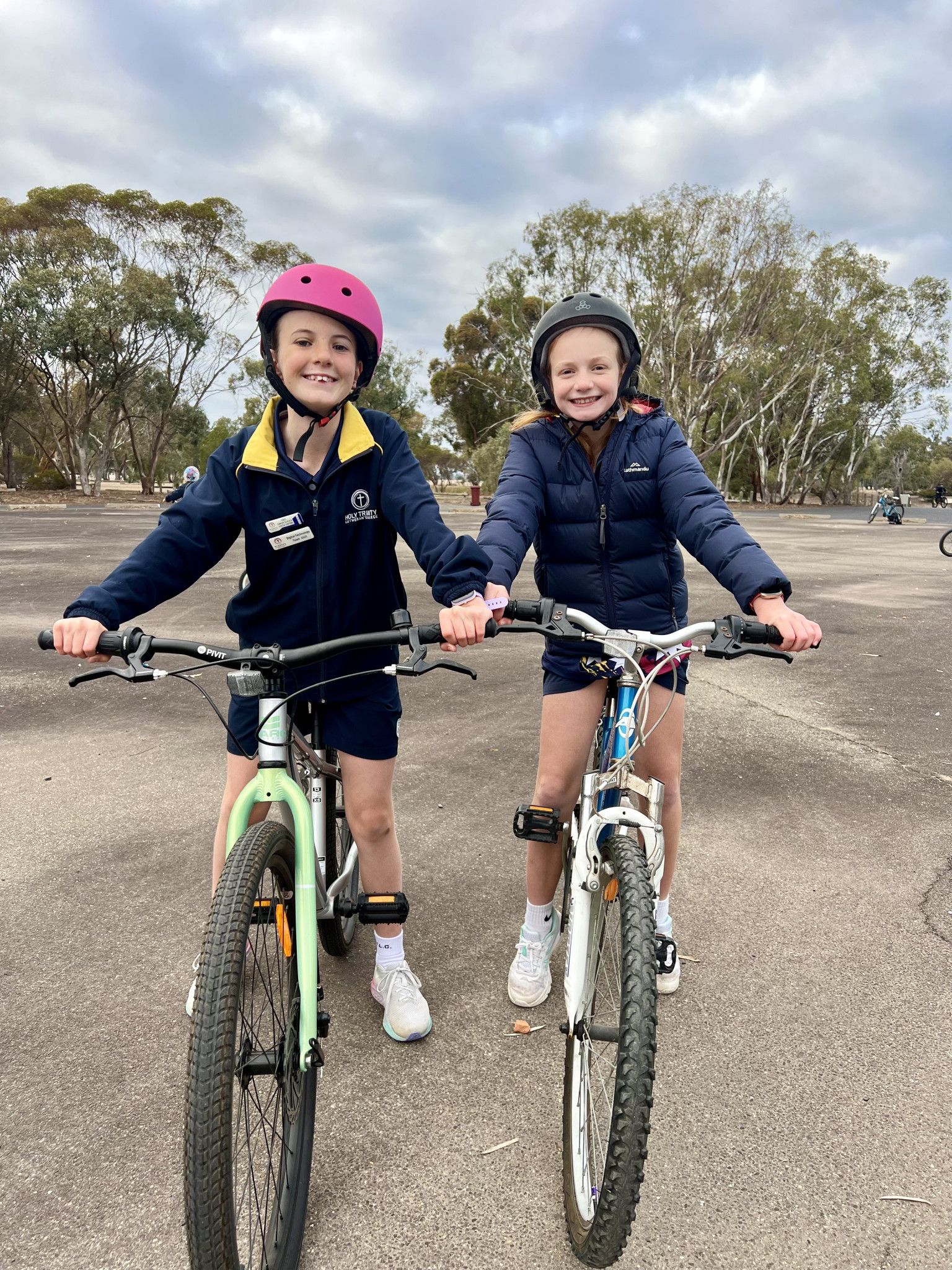 Zoe,11 and Evie, 12, pictured with their bikes.