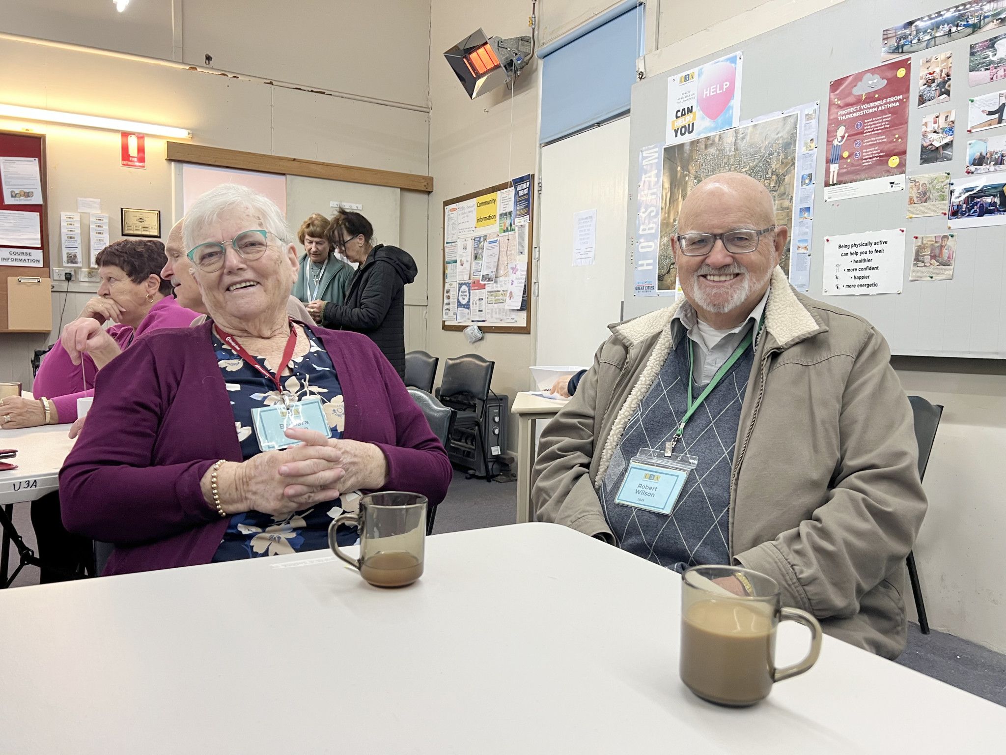 Barbara and Robert Wilson having a smile during the morning tea.