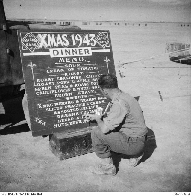 No 451 Squadron, which was defending the Nile Delta and Allied convoys, enjoyed a special Christmas menu in 1943.
