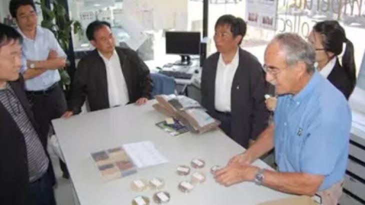 Bob Redden seen here with students in the building he designed - the Australian Grains Genebank building in Horsham. File picture