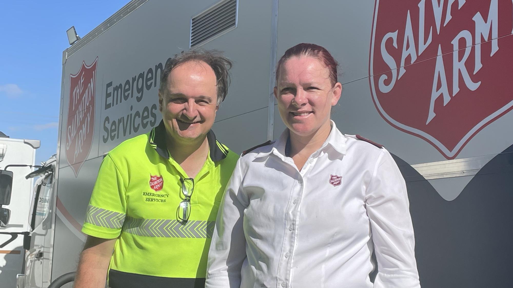 Two of The Salvation Army emergency relief crew, Adam Clark and Captain Tracy at the Horsham Emergency Relied Centre. Picture by Sheryl Lowe