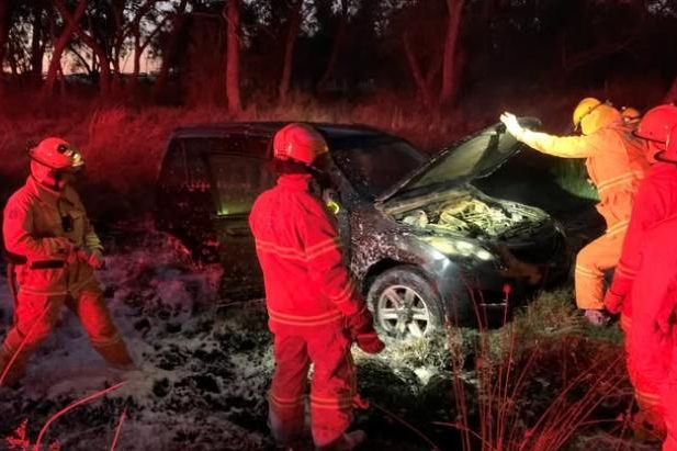 An unregistered black Great Wall SUV was driven into the Yarriambiack Creek at Warracknabeal between Wood and Werrigar Street on November 18 2024. Picture supplied