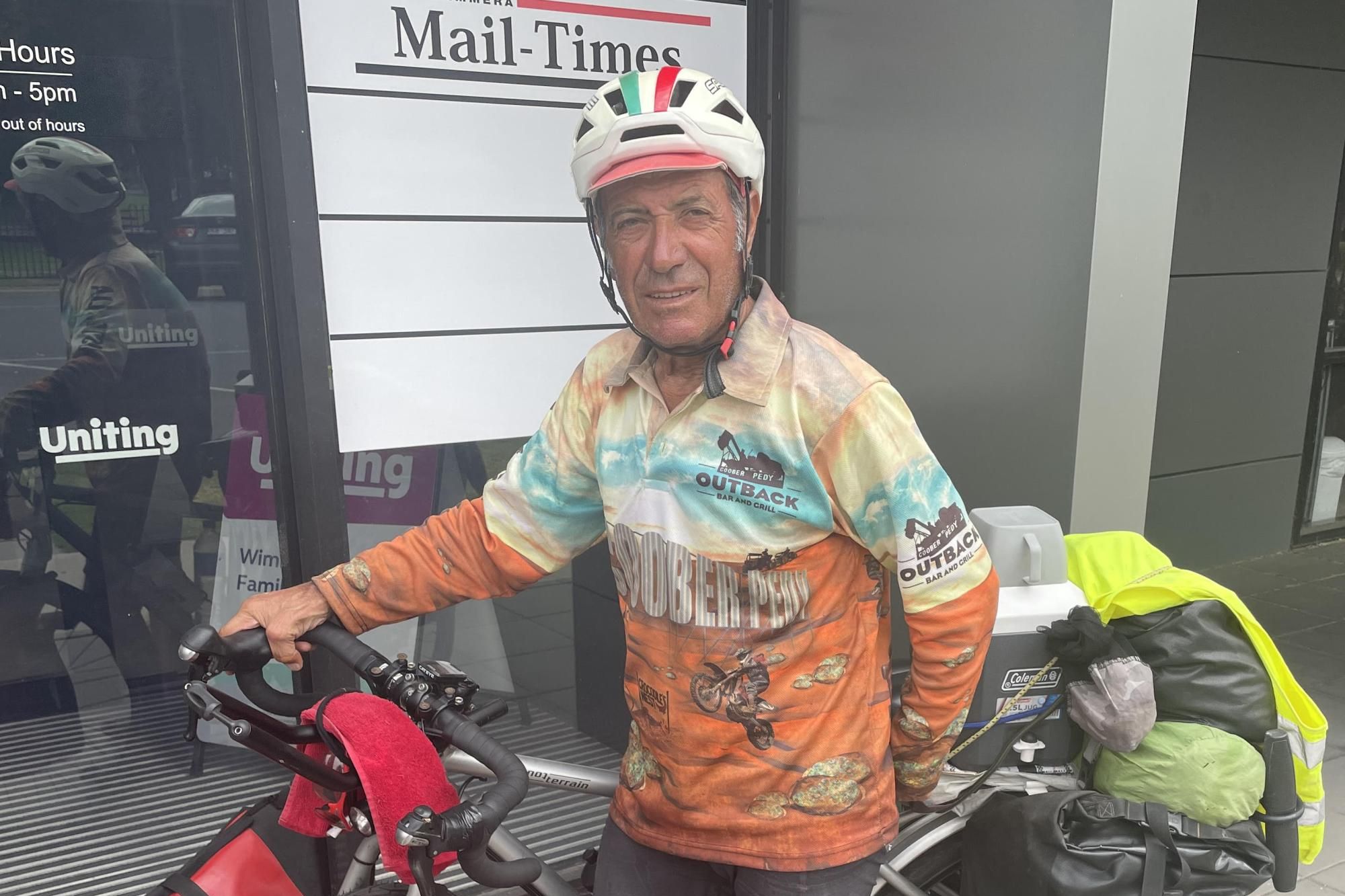  Armando Basile is riding around the work to cure the loneliness he felt since his wife died. He called into Horsham on February 3.2025 Picture by Sheryl Lowe