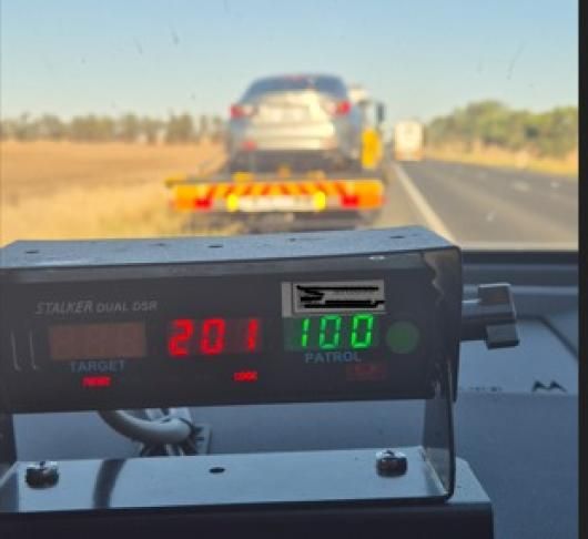 Nhill Police intercepted this car just before this photo was taken for travelling at an alleged speed of 201km/h. Picture supplied