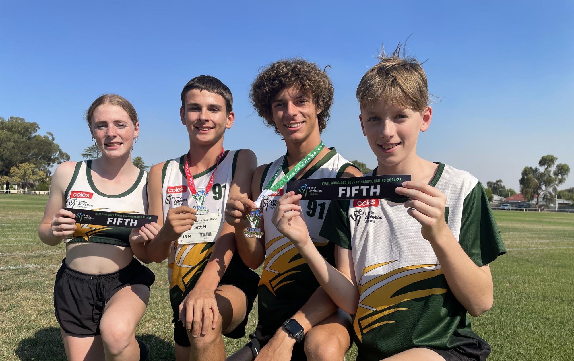 Asha Meek, Jett Hill, James Burton and Jack Sawyer at Horsham's Dudley Cornell Park on Wednesday, February 5. Picture by Lucas Holmes