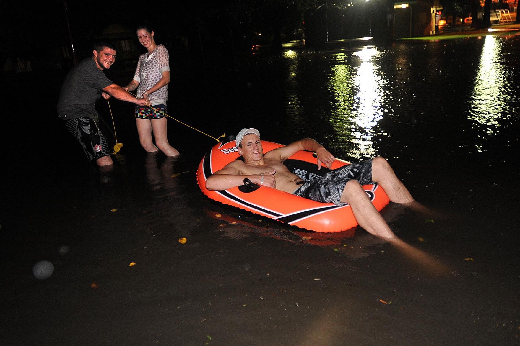 Connor Jenkins enjoys a late night boat ride at May Park on Tuesday, January 11, 2011 thanks to Zac Clark and Brittany Jenkins. Picture file