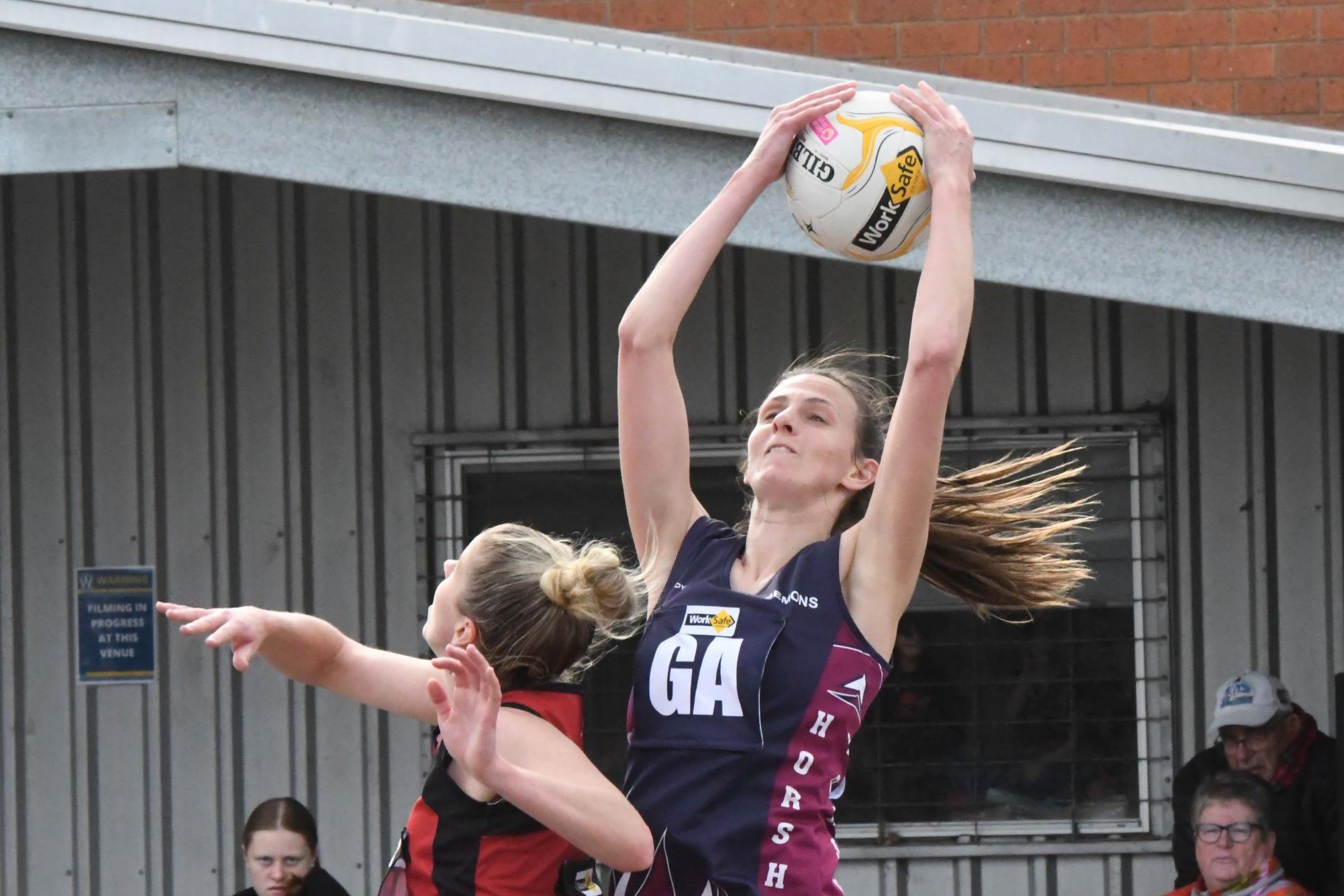 Georgia Batson comes down with a high pass during the round 15 WFNL match against Horsham at Central Park on Saturday, August 3. Picture by Lucas Holmes