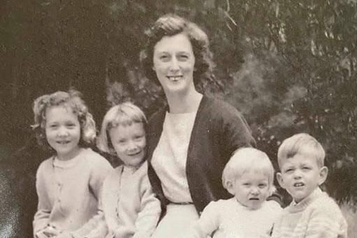 Zenda Hawker with four of the children she raised, Mandy, Mairin, Josephine, and Tom on a property alongside the road now known as Zenda Lane. Picture supplied