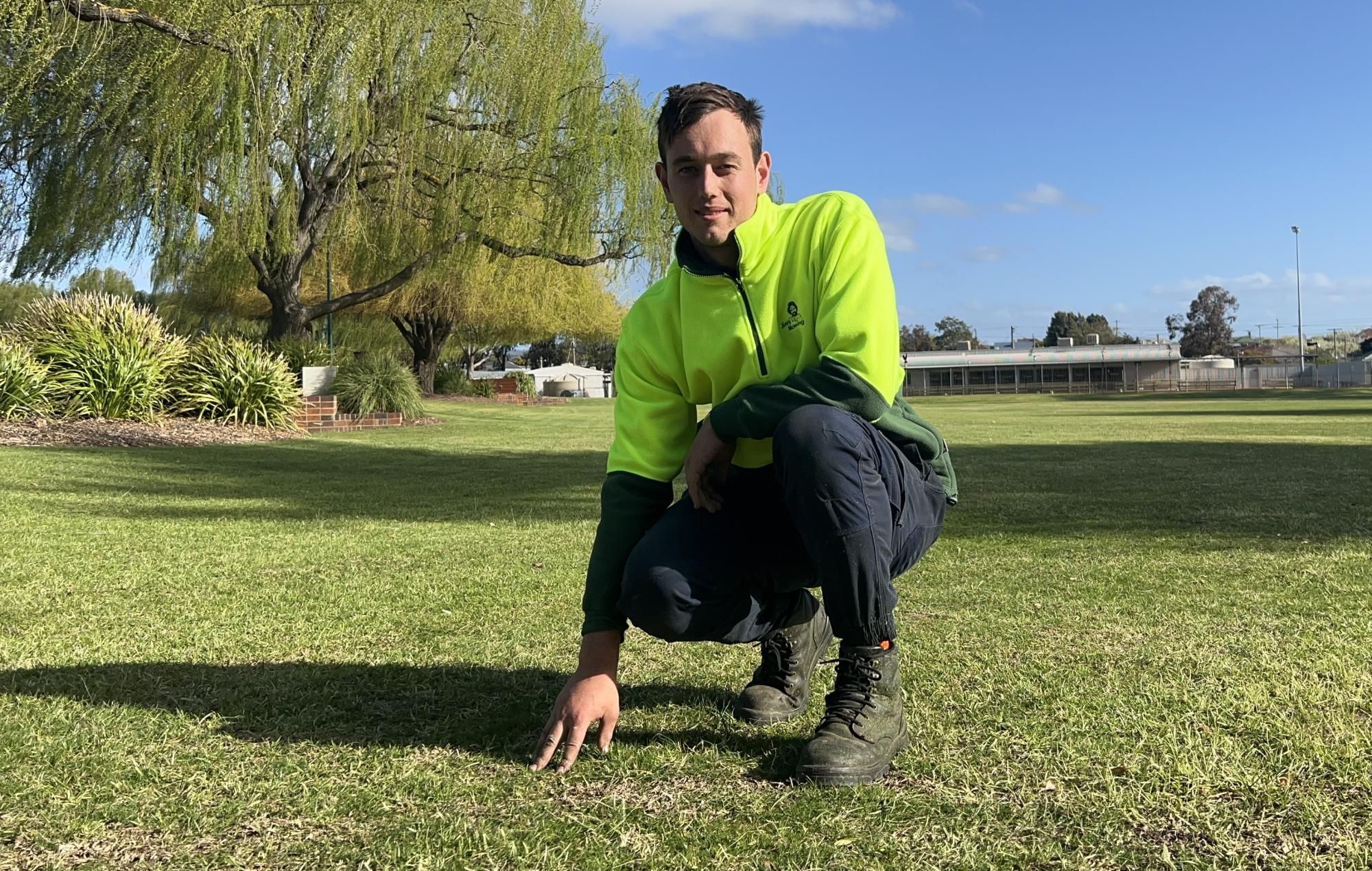 Aiden Graveson enjoys gardening, mowing and being outdoors, but opted to buy a Jim's Mowing franchise to be a part of a bigger brand. Picture by John Hall