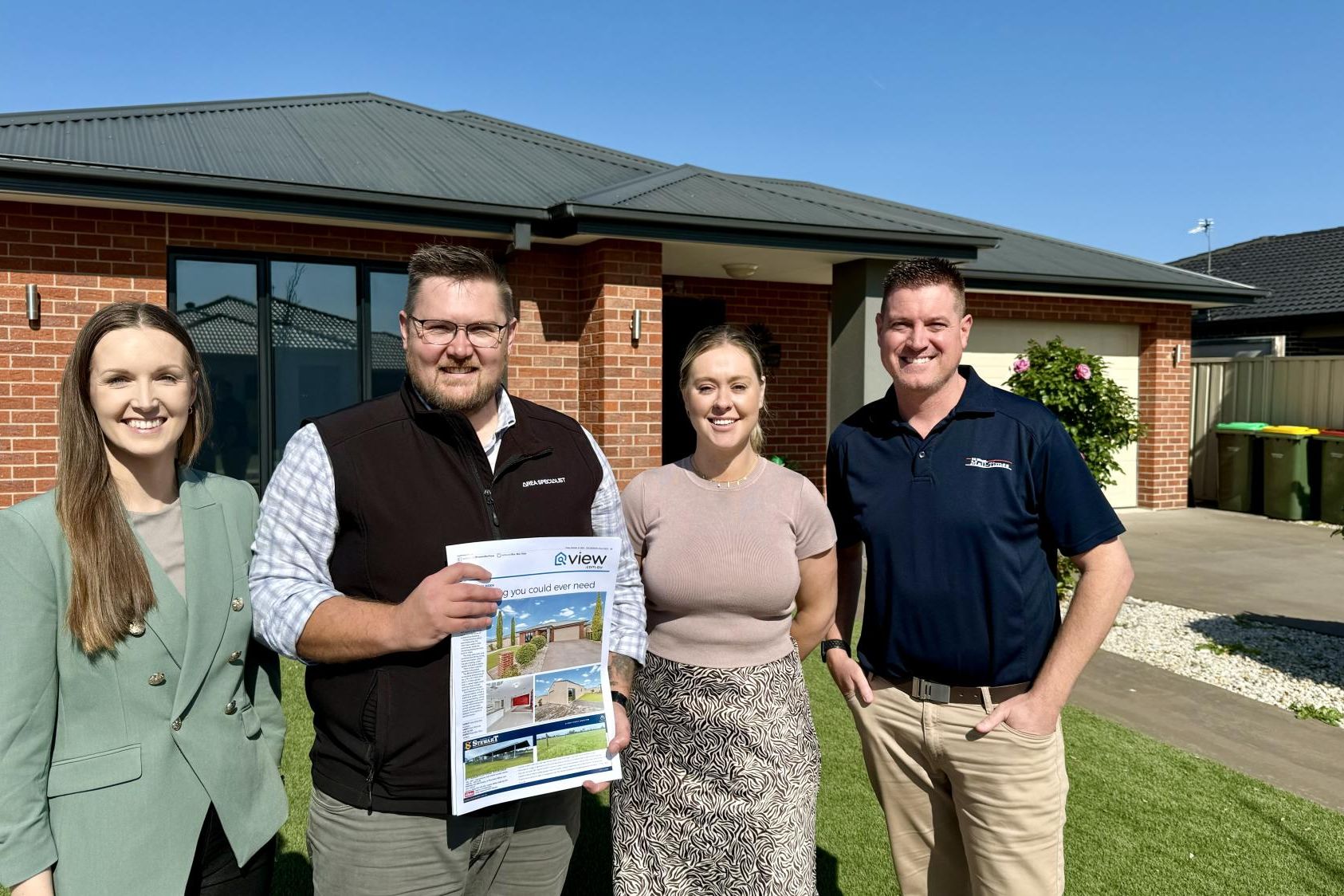 The Wimmera Mail-Times' media sale consultant Kirsten Ridgeway, left, Area Specialist Horsham principal Chris Schirmer and sales & property management specialist Natalie Humphreys and The Wimmera Mail-Times' sales manager Clint King. Picture by Ben Fraser