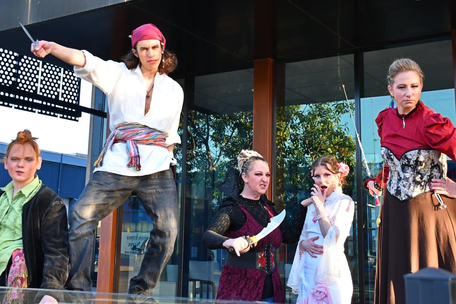 The cast of Horsham Arts Council's 'The Pirates of Penzance' is ready to unleash this Thursday, October 3. From left, Orlan Hart, Caleb Eilola, Alana Finn, Bliss Wearne and Kristy Kelly. Picture by Ben Fraser