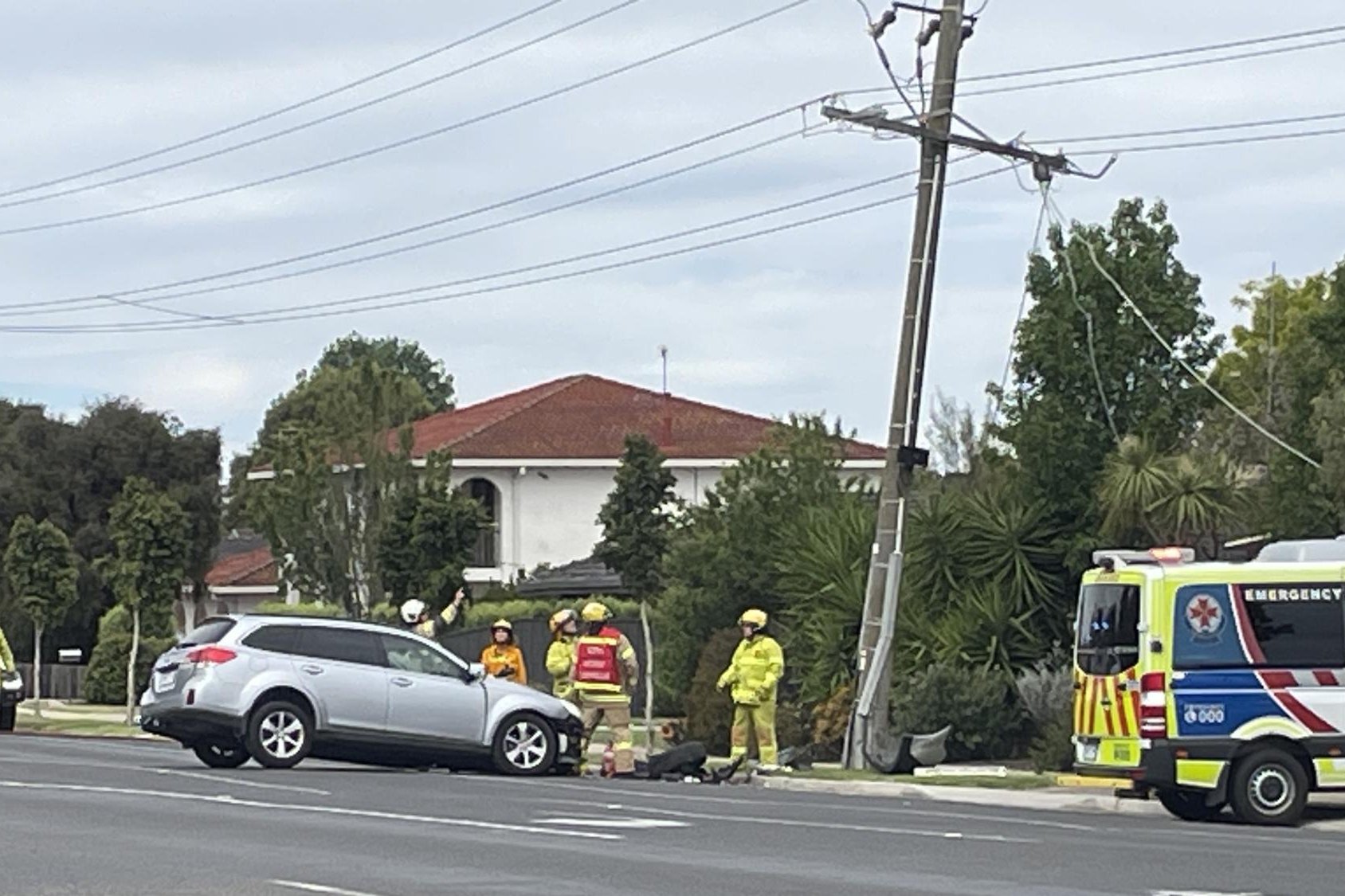 An investigation is underway after a single-car crash cuts power in Horsham. Picture supplied
