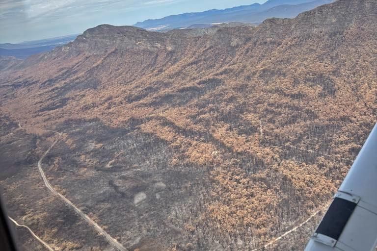 An aerial view of the Grampians National Park bushfire aftermath. Picture supplied