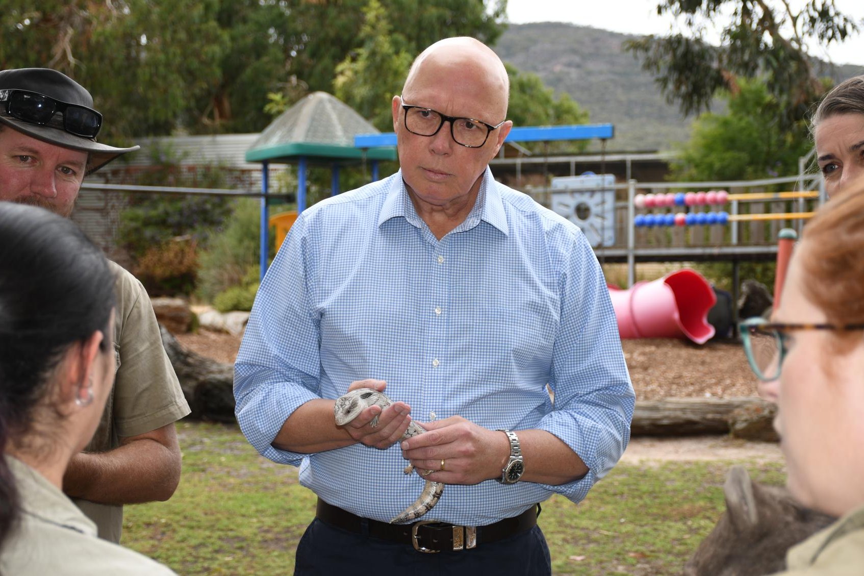 Opposition Leader Peter Dutton visited the fire-affected communities of Hall's Gap and Pomonal to see first-hand the effects of the 2024 Grampians National Park bushfire. Picture by Ben Fraser
