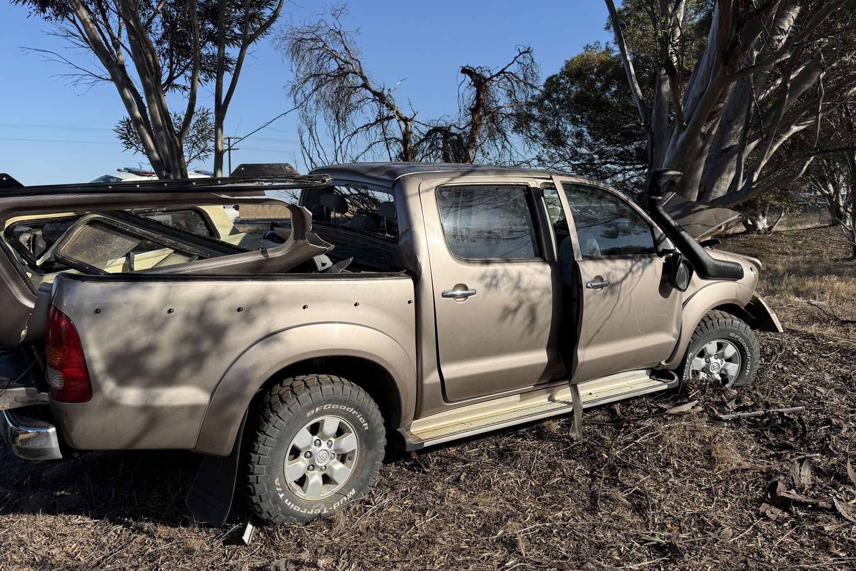 A driver was treated for minor injuries after colliding with a tree. Picture by Ben Fraser
