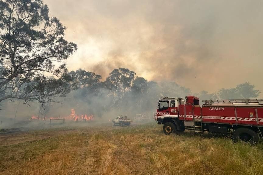 CFA crews battling the Kadnook blaze on November 18. Picture supplied by Apsley CFA