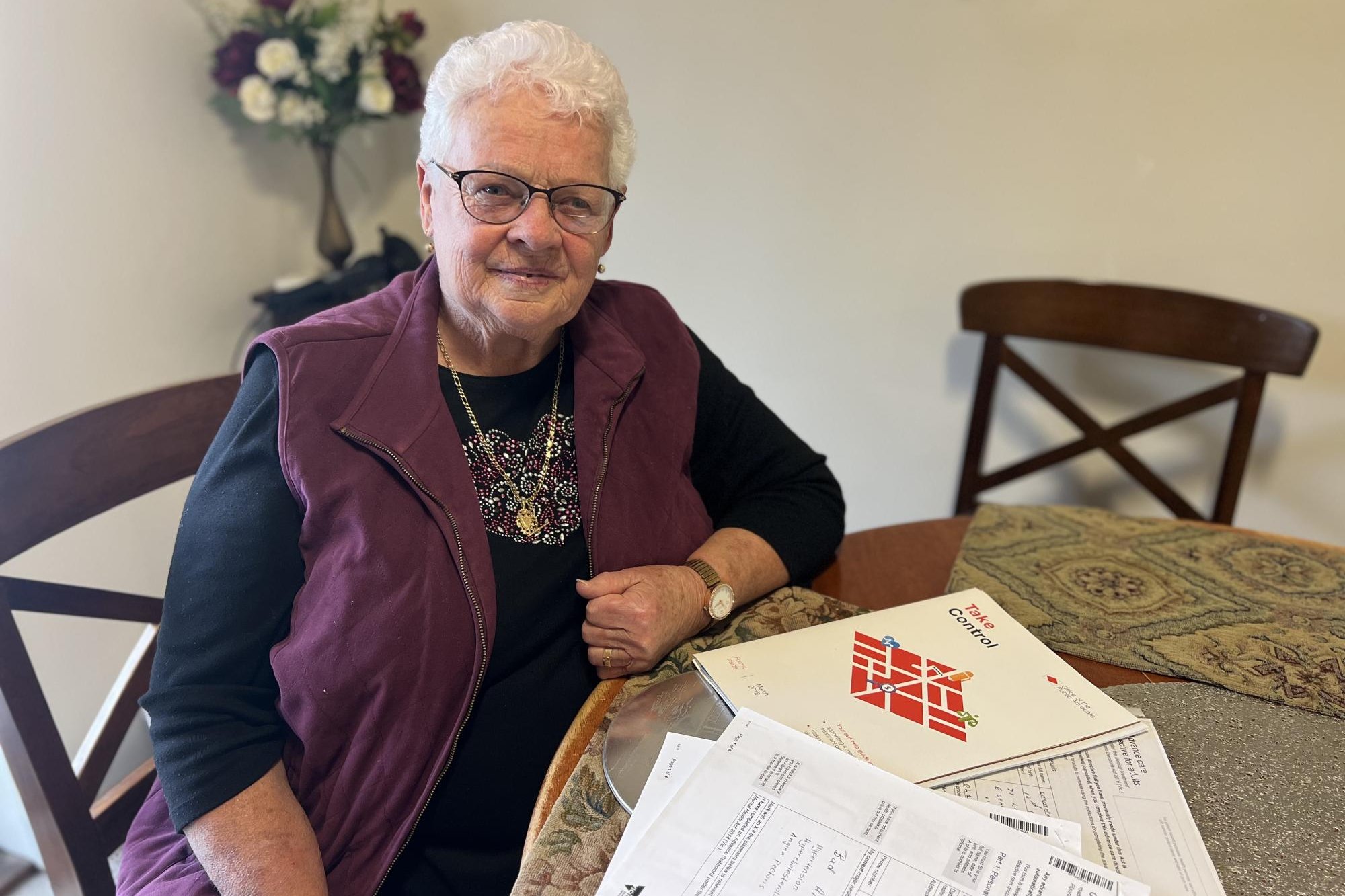 Merilyn Simpson with advanced care documents, which empower her to die on her terms. Picture supplied