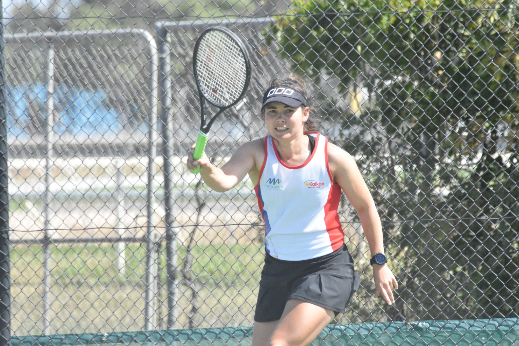 Kalkee's Meaghan Pohlner hits a return. PHOTO: CHRIS GRAETZ
