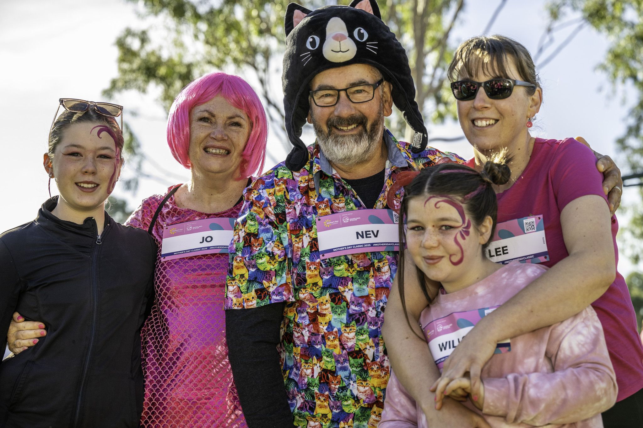 Morgan Richards, Jo Hornby, Nev Hornby, Willow Richardson and Lee Hornby ran in the Horsham Mother's Day Classic event to fund breast and ovarian cancer research.