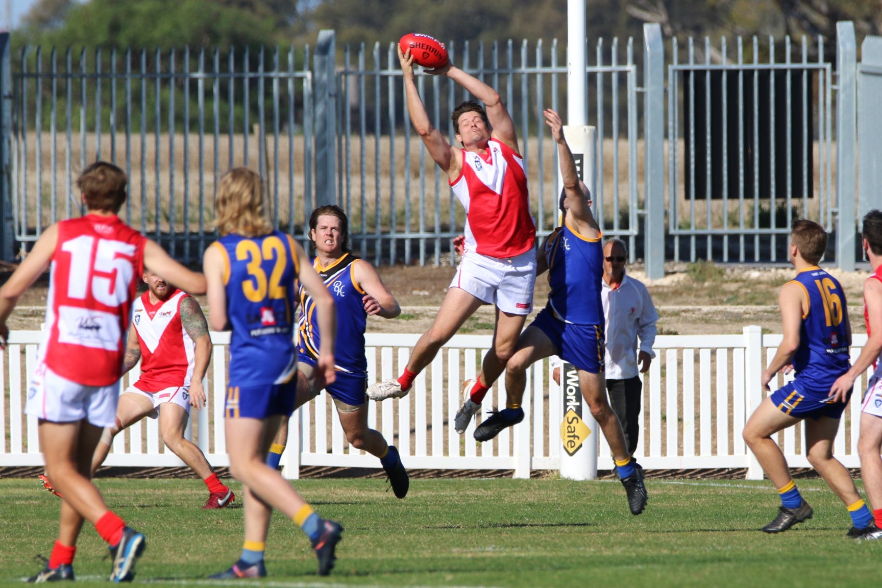 Beugelaar takes an excellent mark against Natimuk. PHOTO: RAELENE JOHNSTON