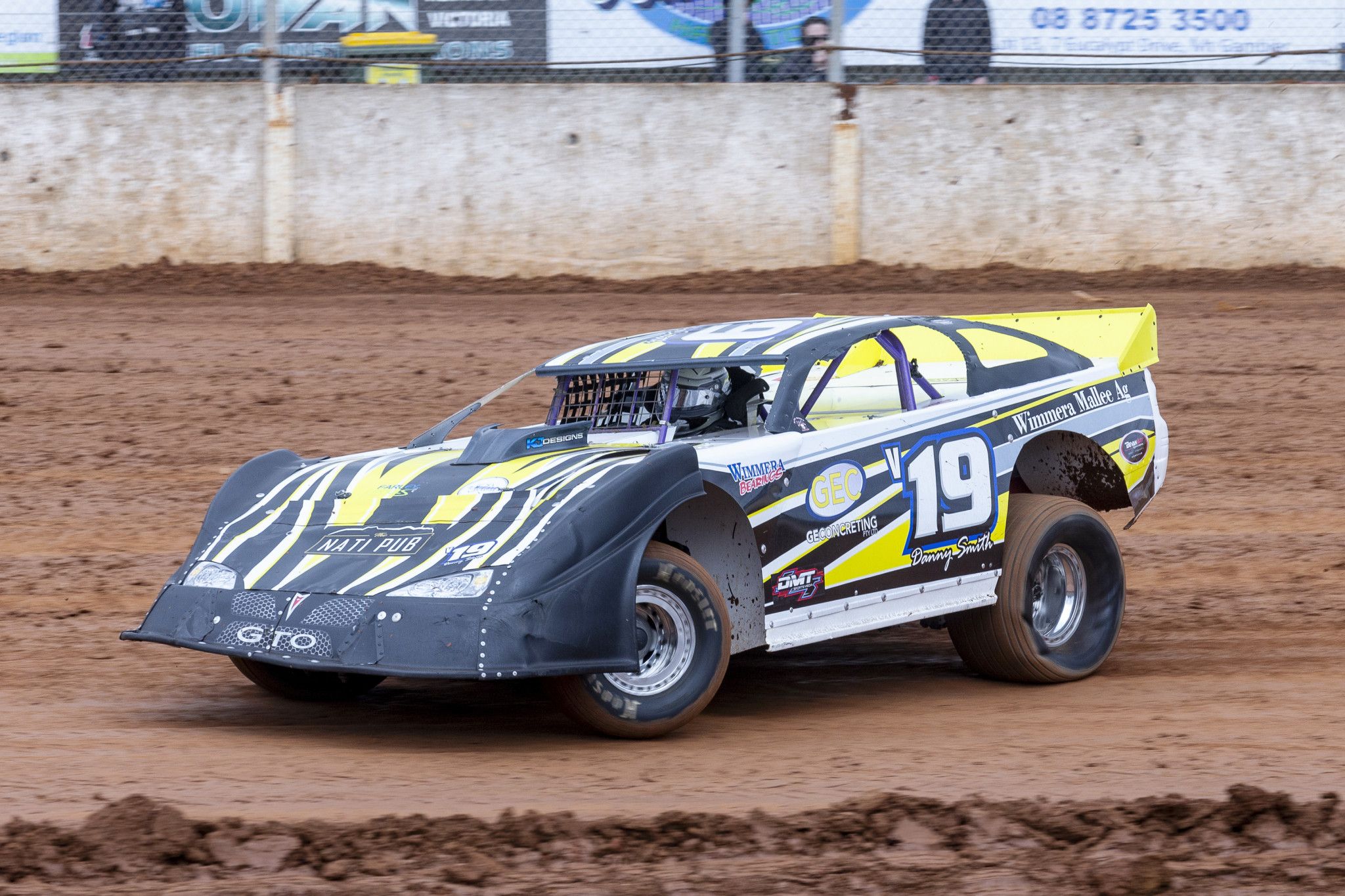 Local racer Danny Smith is ready for Unlimited Sedan action aboard his HO 19 Wimmera Mallee Ag supported Super Sedan. PHOTO: SHANE SHARROCK / ROCK SOLID PRODUCTIONS