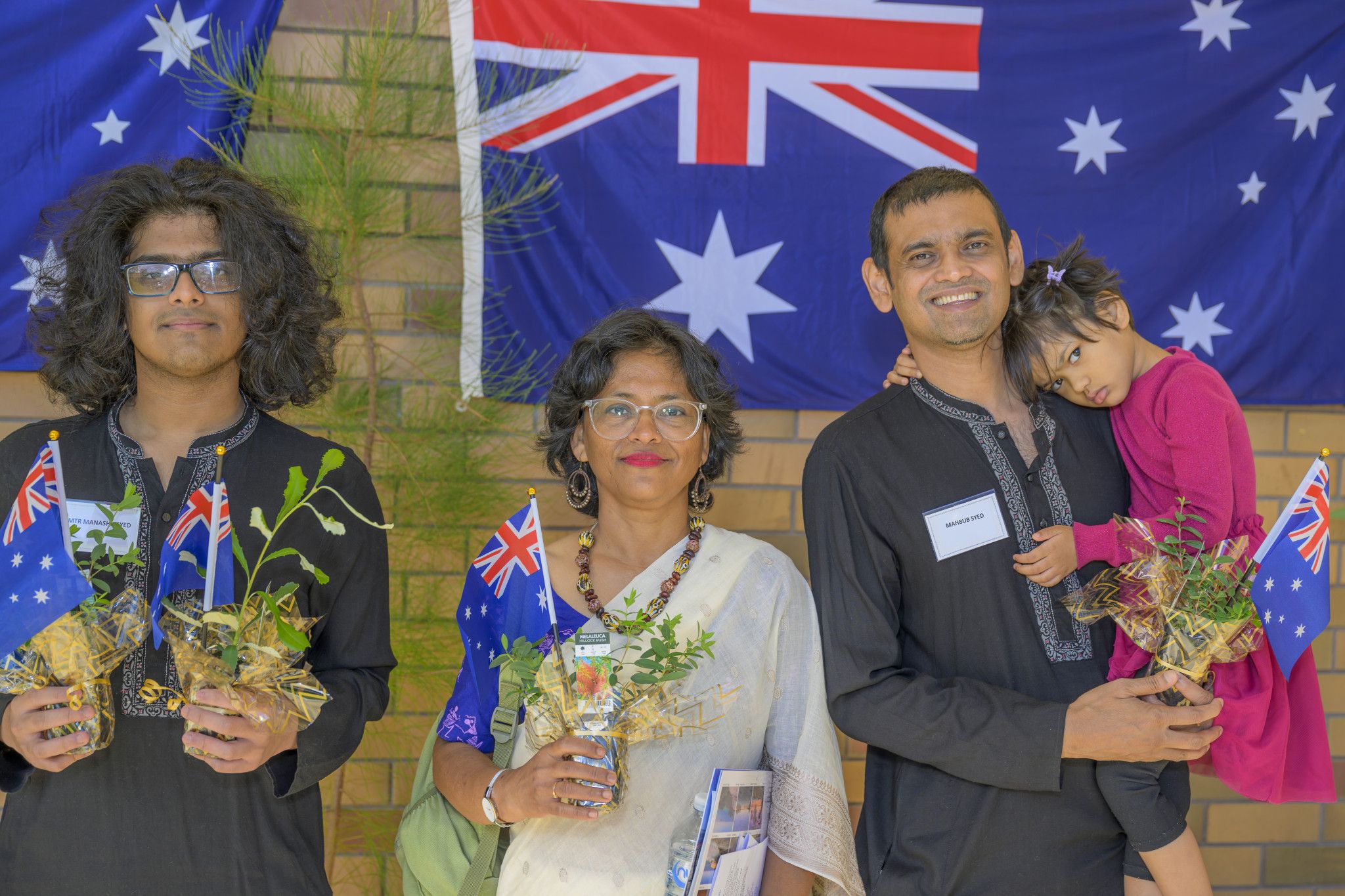 Standing proudly after becoming Aussies, Mahbub Syed and his wife Ismat Ara, and their children Manashij and Pythia celebrate their Australian citizenship in Horsham on Australia Day.