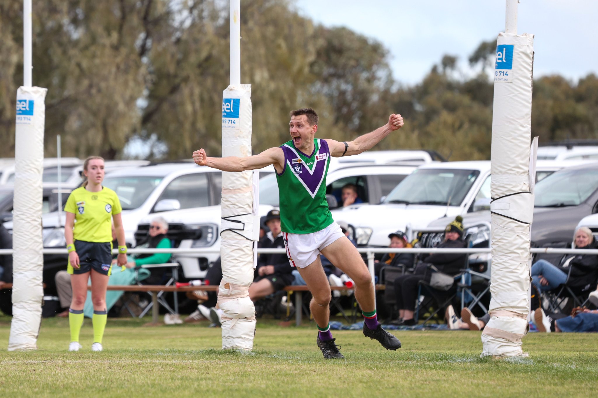 Ben Edwards celebrating his 100th goal for the season. PHOTO: BLAKE LEE