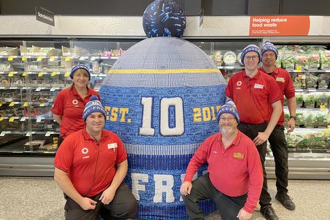 Coles Horsham team members Lee-Anne Ballinger, store manager Ash Britton, Ewan McDonnell, Ben Biesek and Brendan Hallam wear their FightMND beanies with pride. PHOTO: CAITLIN MENADUE
