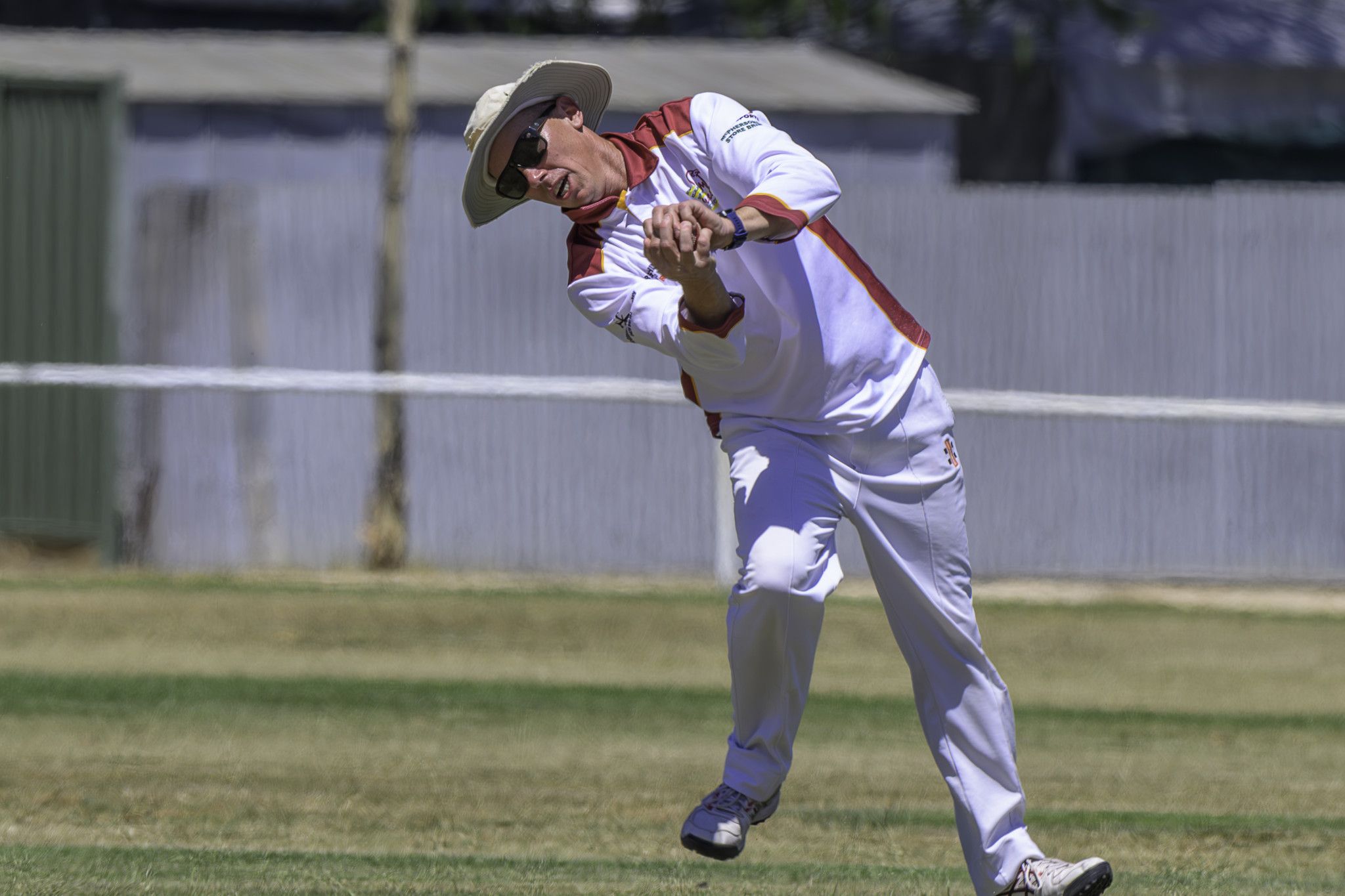 Jeremy Preston takes a catch from Brim KSH in his side's clash with the Colts at Dudley Cornell Park. Photos by ROBIN WEBB.