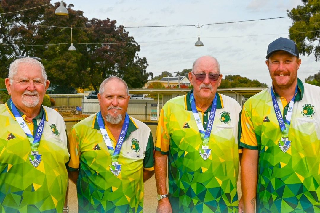 Dimboola Bowling Club's Darryl Argall, Don Connors, Peter O'Loughlin and Daniel Danisch finished runners up in the men's fours at the Bowls Victoria State Championships, held at Bendigo. Fellow Dimboola bowler Judith Albrecht reached the semifinals in the women's singles.