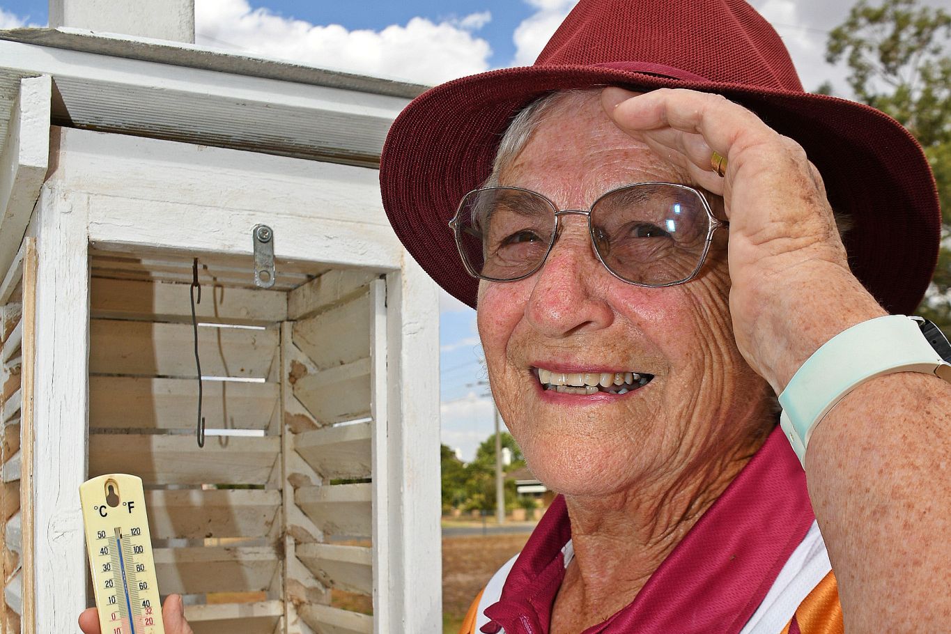 From Hopetoun to Horsham, the Wimmera and Mallee endured searing temperatures, with many communities passing 46&deg;C. Mopping her brow in the heat on Tuesday, Warracknabeal Bowls Club president Edna Anderson reads the club weather station thermometer at just under 50 degrees.