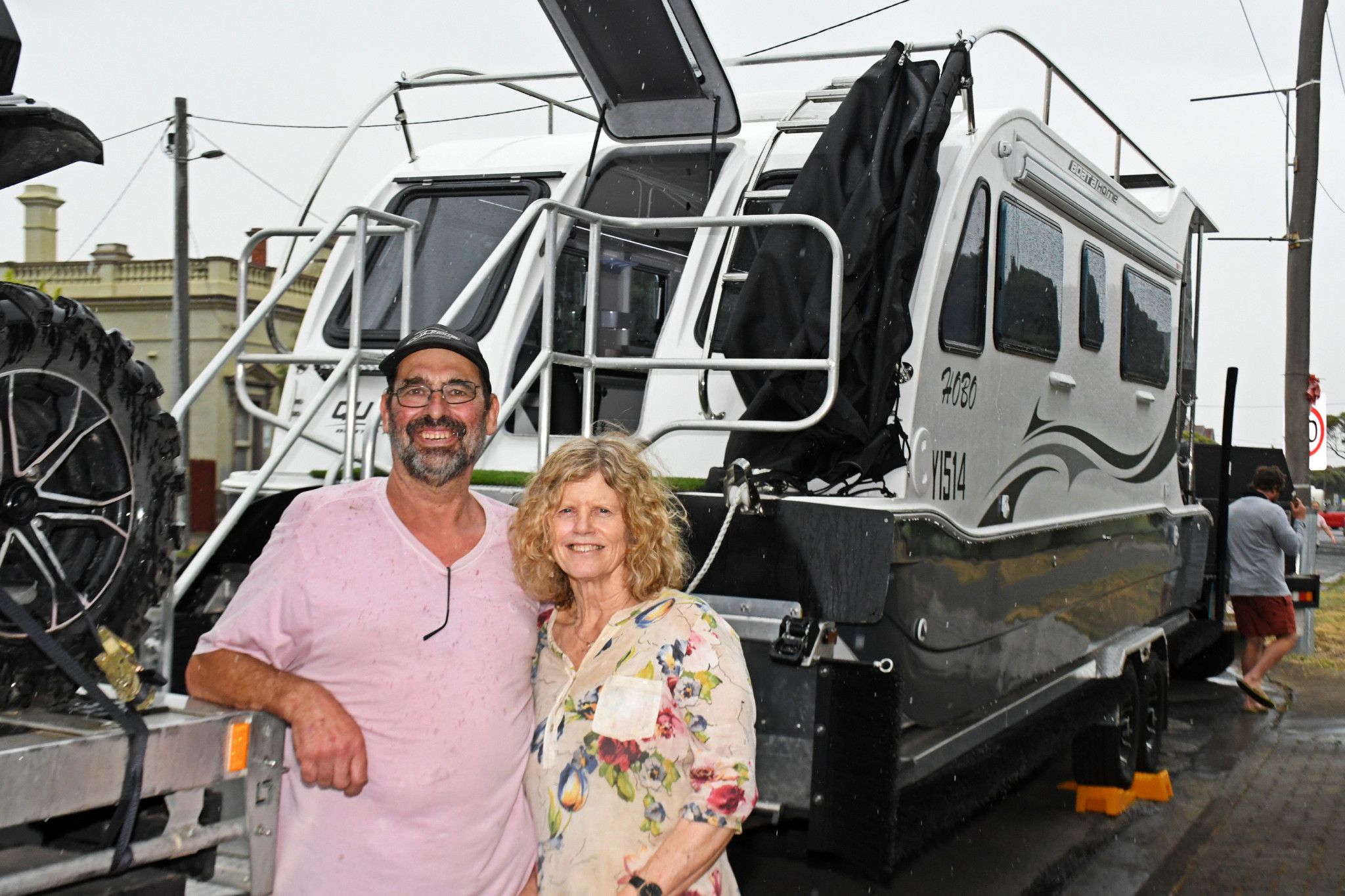 Kewell couple Steve and Glenda Boschen has significant interest in their new Boatahome from visitors to the Minyip Show and Shine on Sunday.
