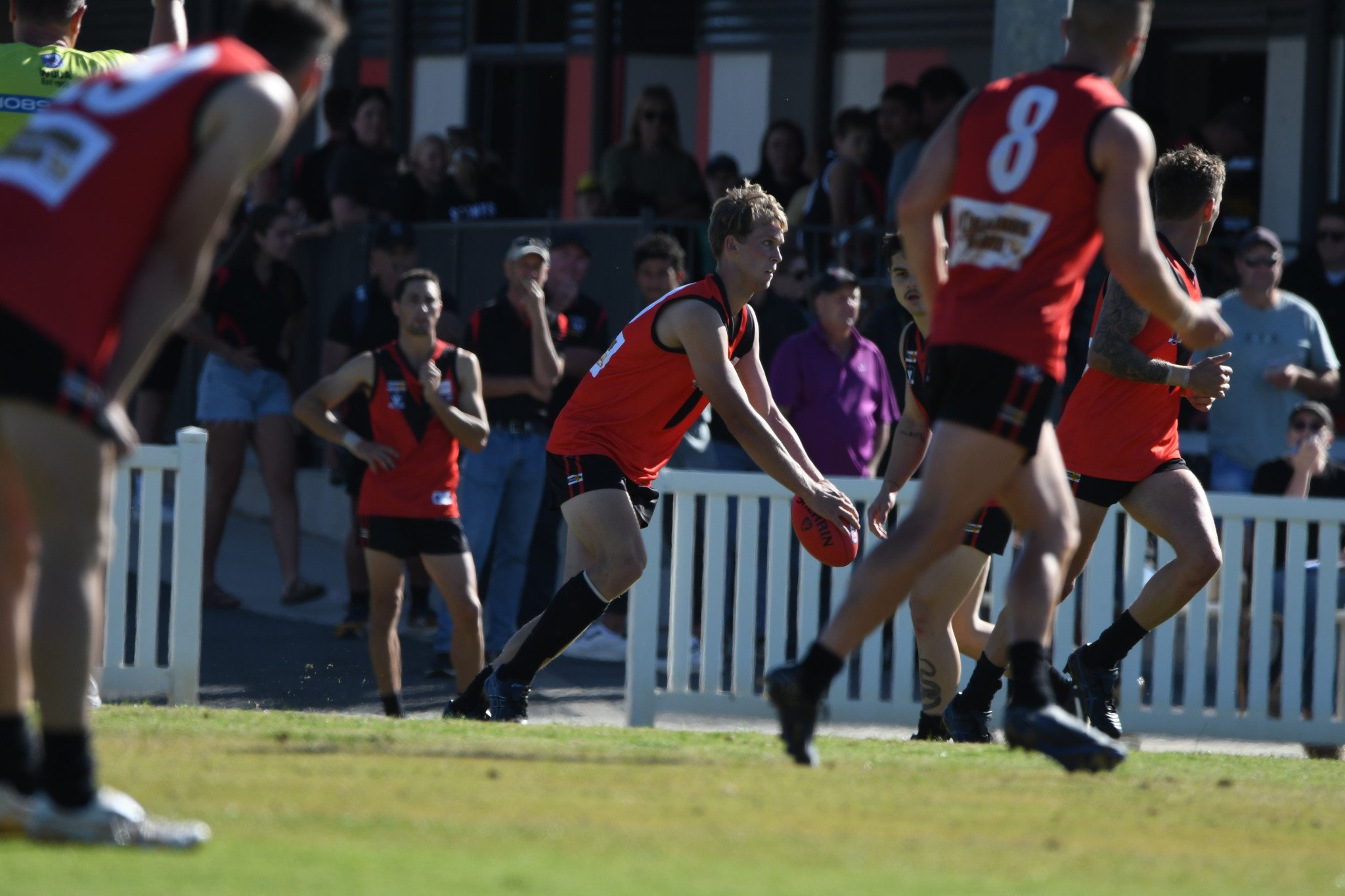 Stawell's Josh Fowkes getting a kick away