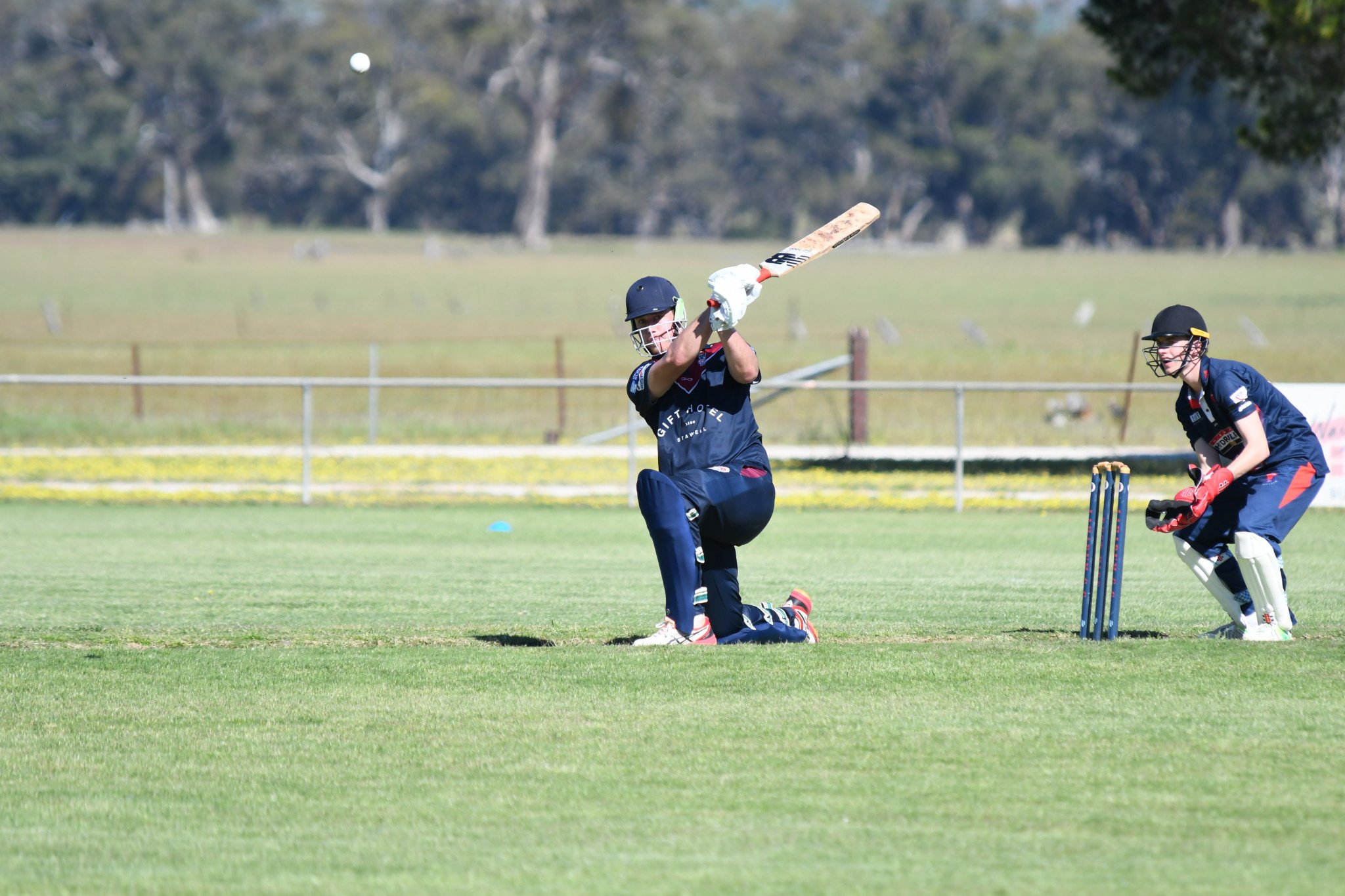 Swift-Great Western's Aiden Graveson hits a shot through mid-wicket in his side's game against Laharum.
