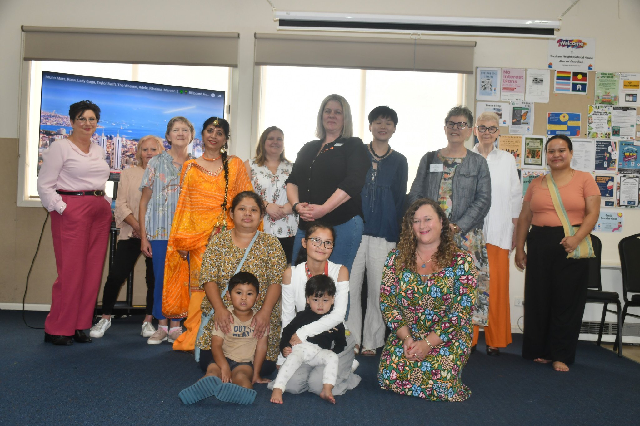 Harmony Day attendees pictured with Horsham Neighbourhood House administration assistant Bobbi Wade (centre). Photo: TAYYAAB MASROOR