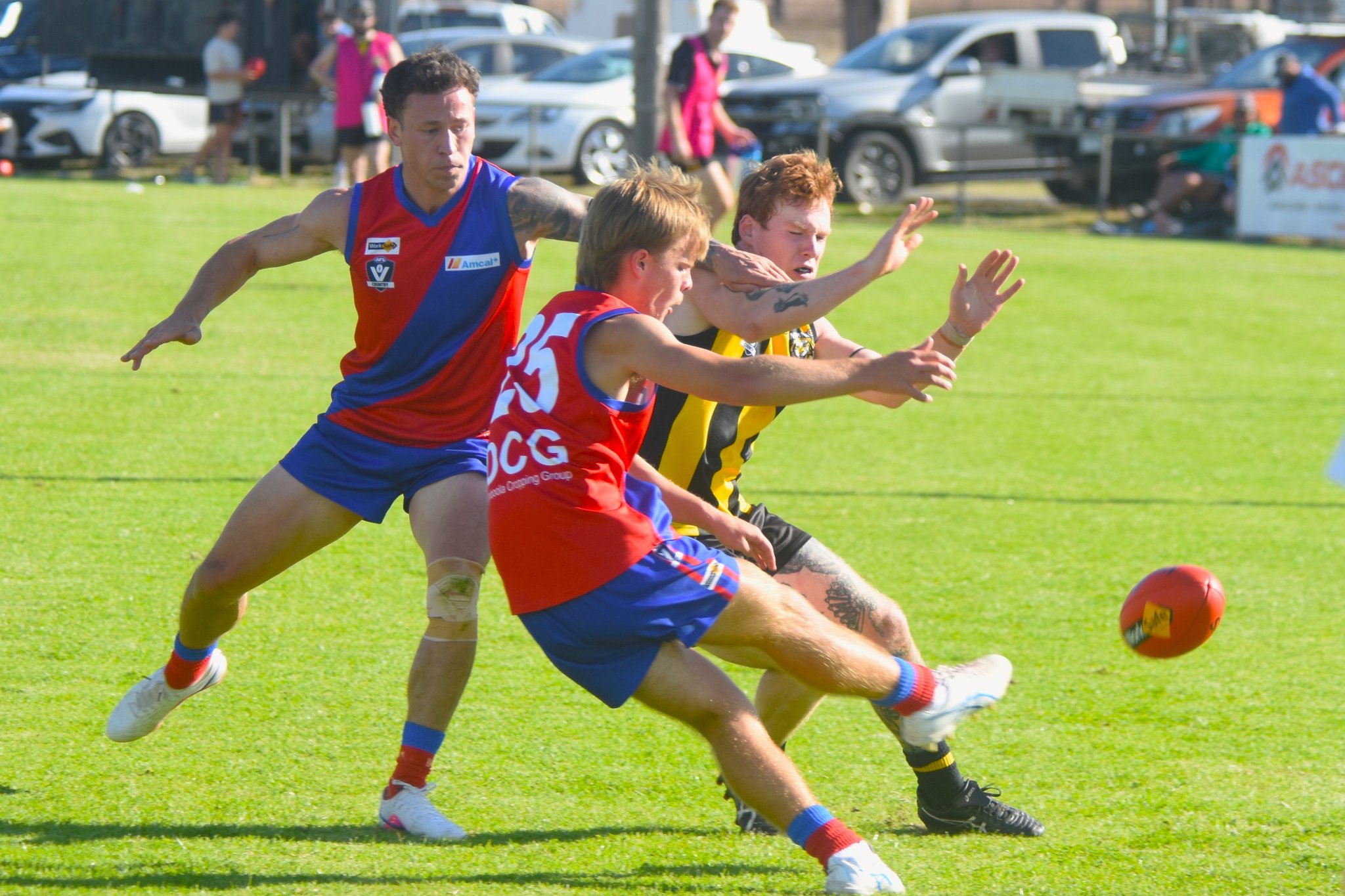 Kalkee youngster Dylan Seymour gets the kick away against Pimpinio. The Kees made it two straight wins to start the 2026 season with their 120-42 victory.