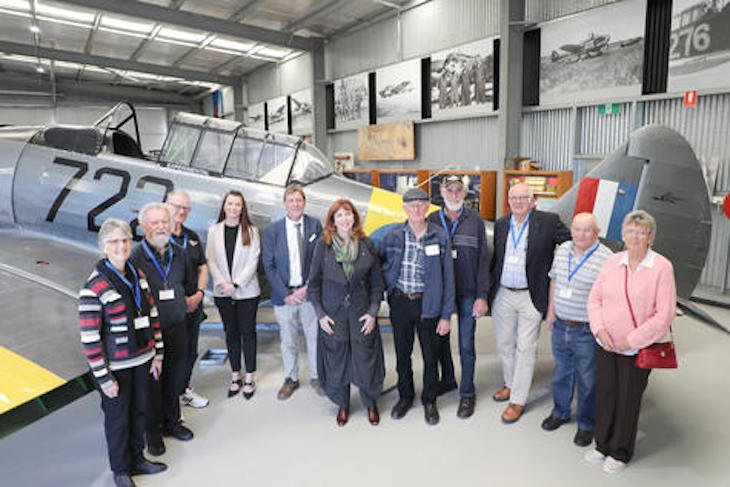 The Governor meets guests at a photo call in Nhill Aviation Museum.