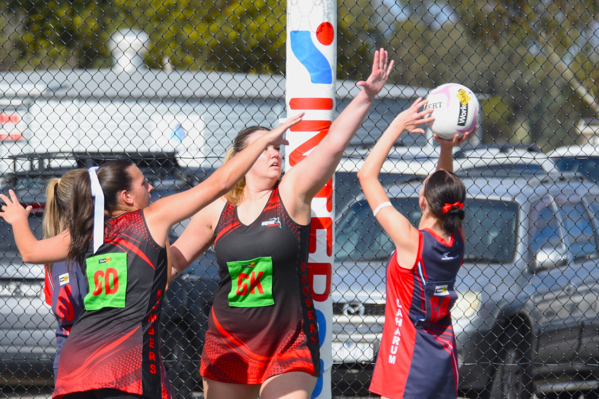 Laharum goal attack Ilze Van Zyl had another great game, knocking down 34 goals to help the Demons defeat Noradjuha Quantong 58-44.