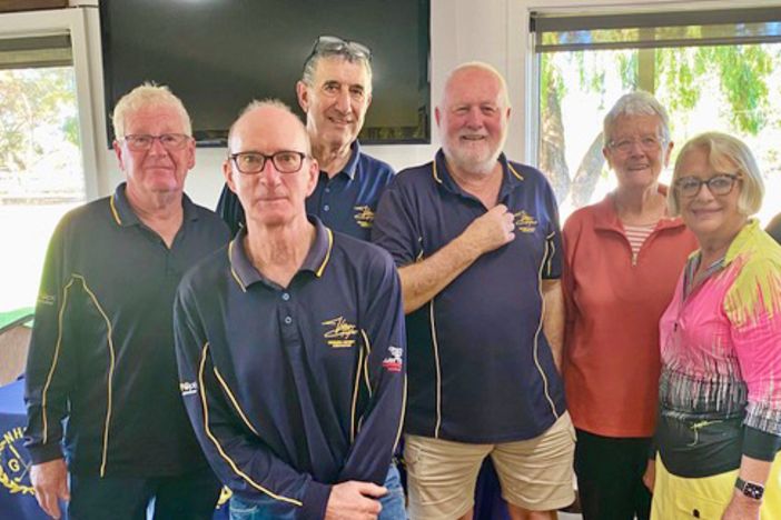 David Baker, Brian Pitt, Daryl Watson, Ian Hair, Heather Richards, Helen Fisher and Bob Richards proved winners were grinners at the Wimmera Veterans Golf day in Nhill on April 20.