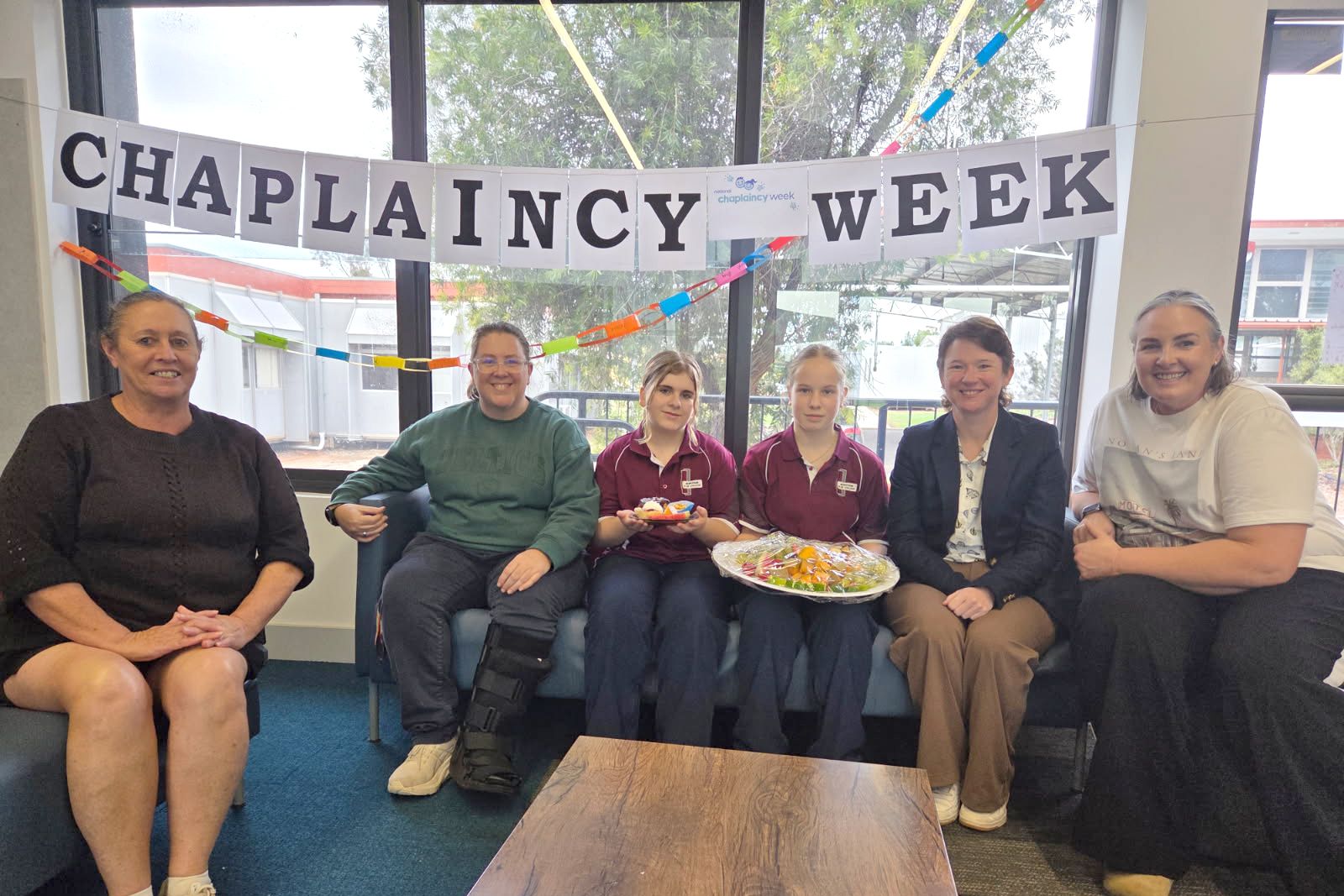 Hopetoun P-12 students and staff members celebrated Chaplaincy Week at the school on Tuesday, June 2, recognising the valuable role chaplains play in supporting the well-being, care and connection within the community. Pictured are Tracey Bound, Jennifer Donnelly, Brianna, Cheyanne, Rihannon Smith and Cherie Hallam during the celebrations.