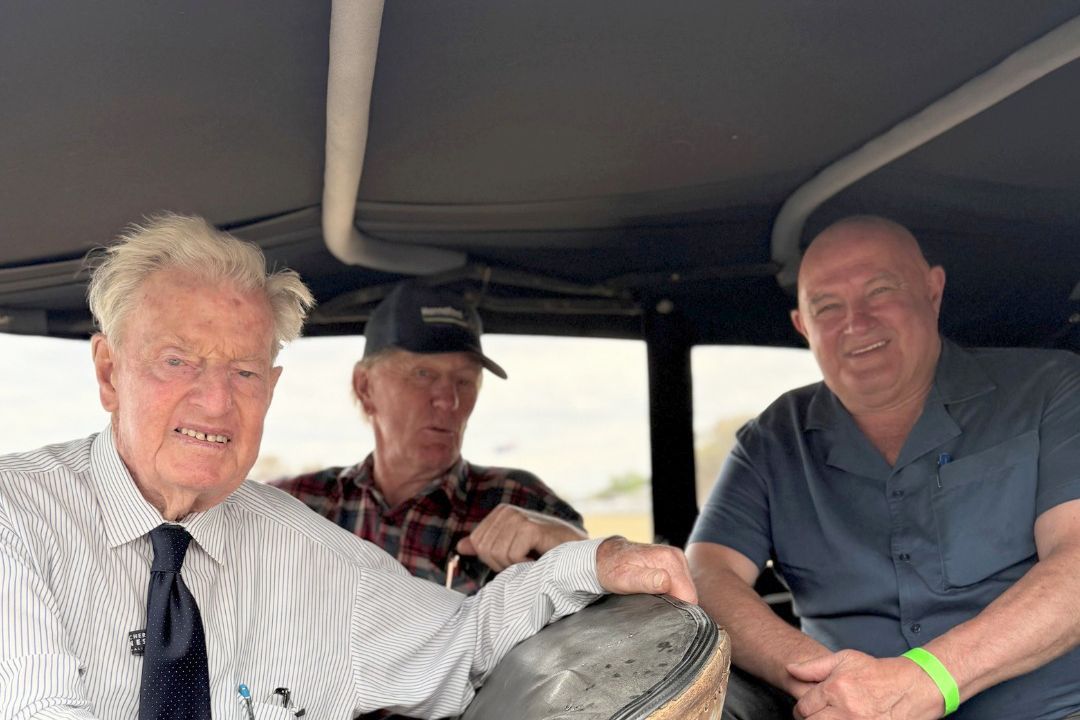Cr Ron Ismay with Merv Schneider and Rob Lynch at the Nhill Show.