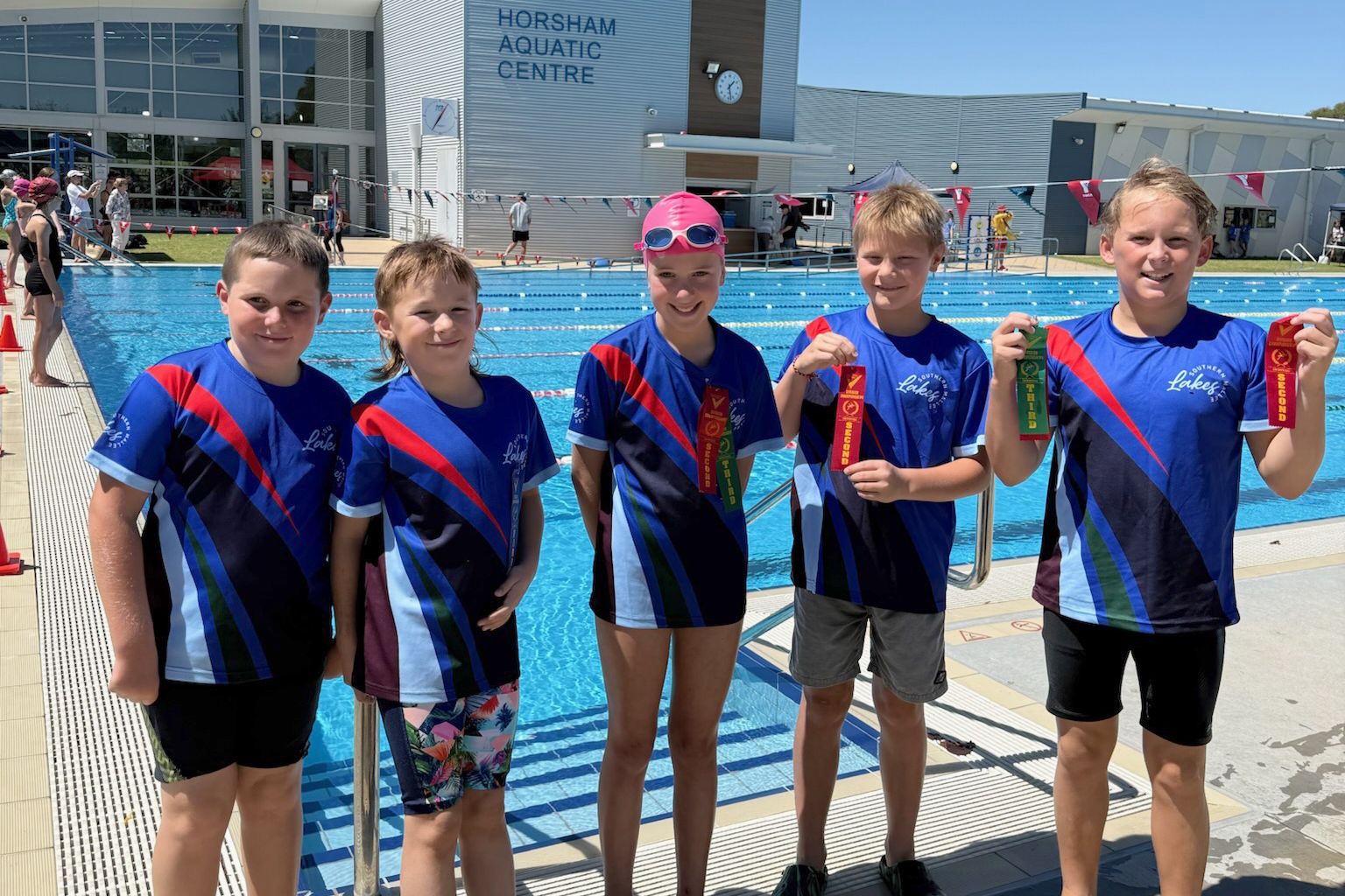 Madden, Wyatt, Lola, Jakob, Fletcher at the Little Desert Swimming Carnival.