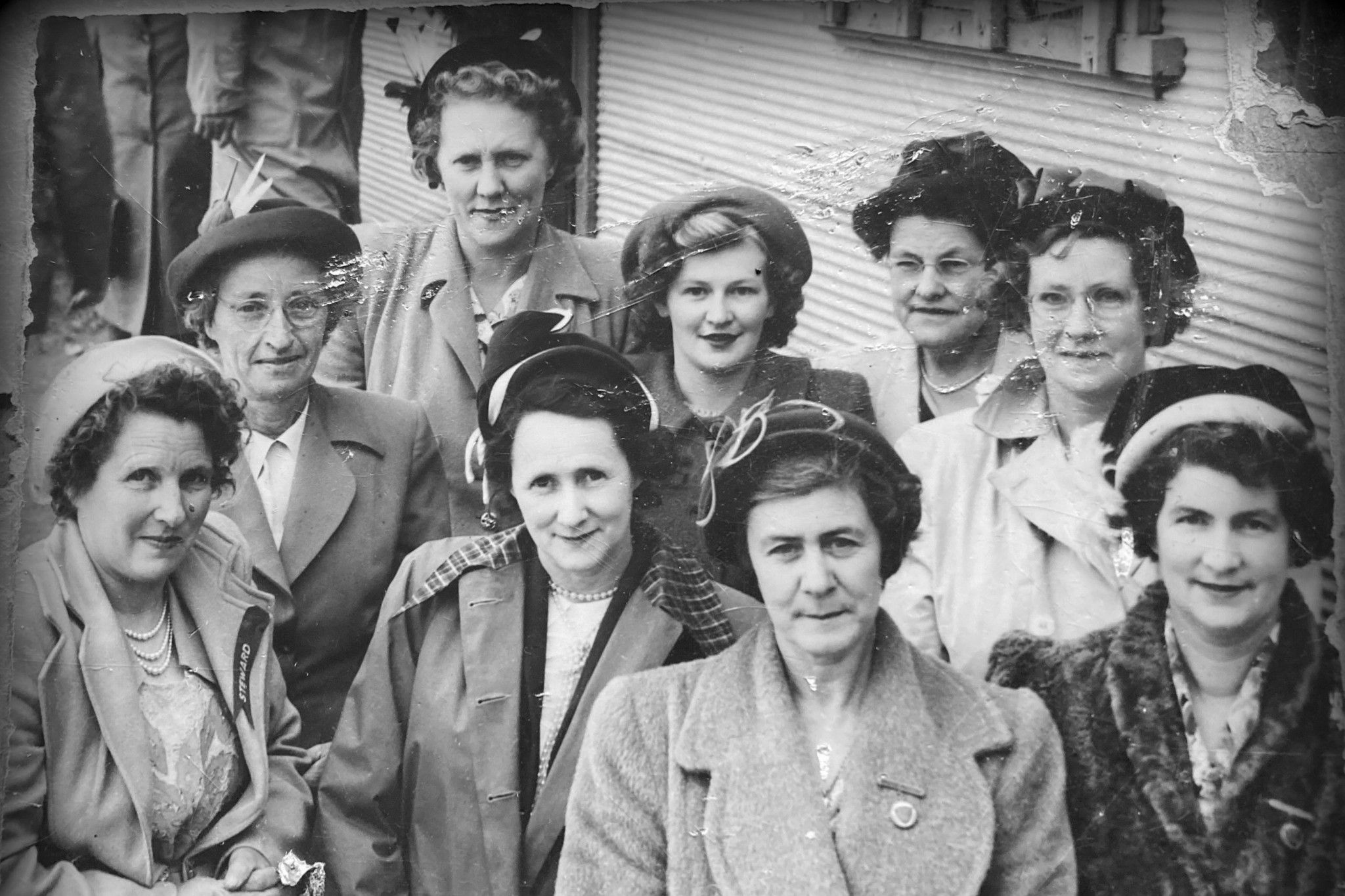 Back: Bell Campbell, Hedwig Nuske, Edna Wedding, Gertie Sloan, Molly McLean Front: Carrie Etherton, Nell Etherton, Doreen Fisher, Flo McIntyre.