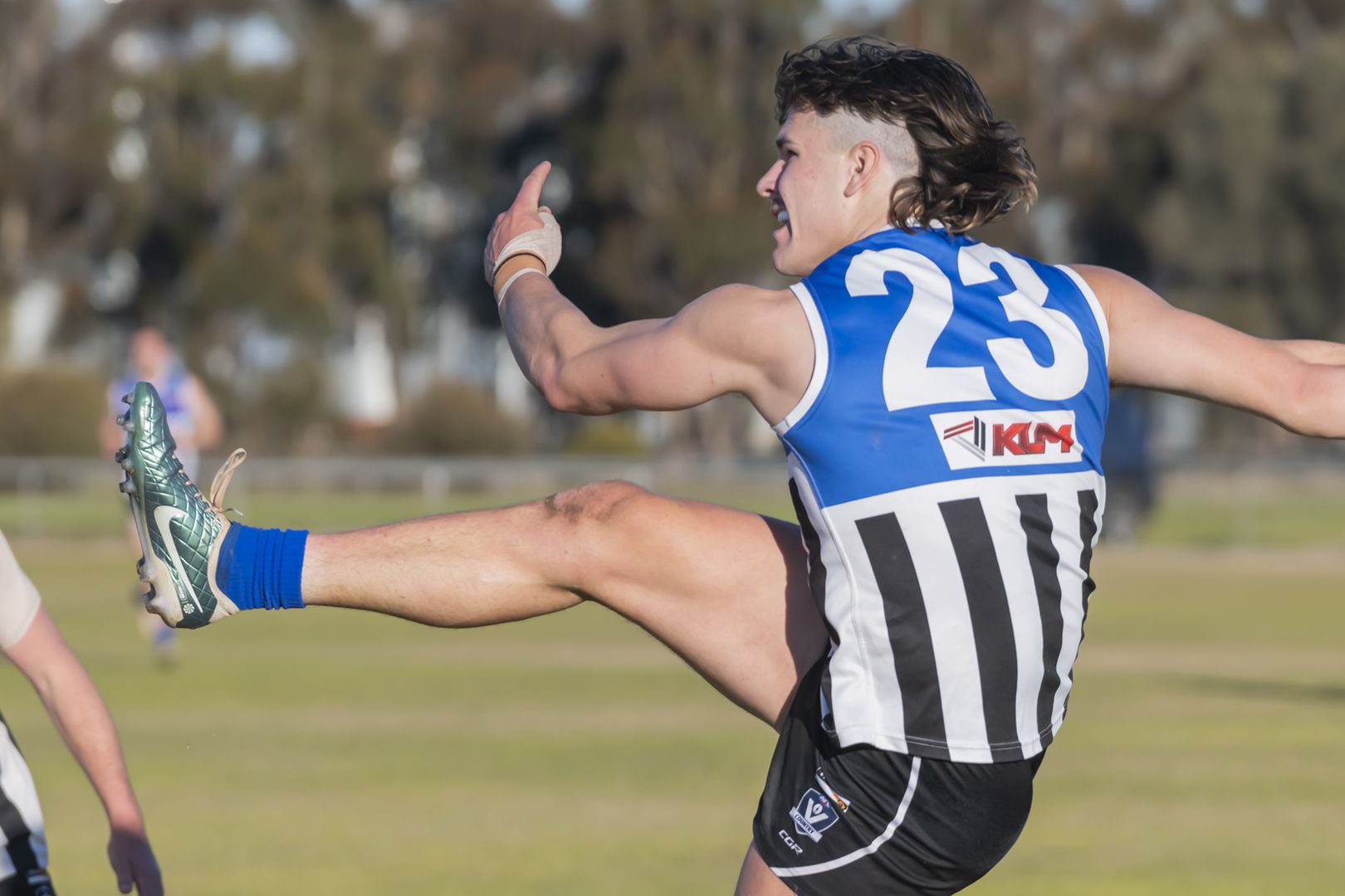 Minyip Murtoa's Oscar Gawith in action for the Burras in 2024.