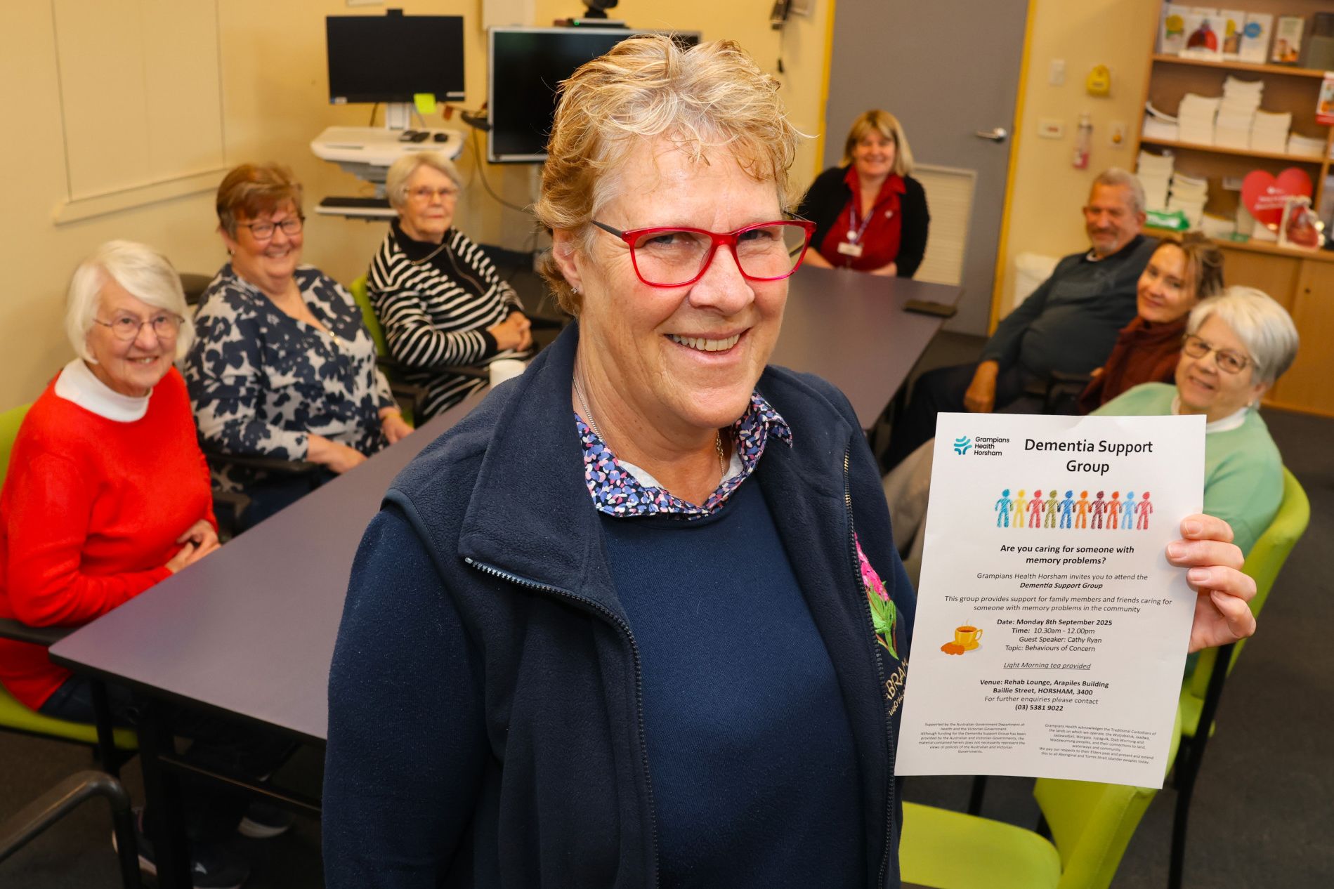 Cathy Ryan learns about her client's dementia condition by opening their refrigerator. She will also be present at Horsham Plaza from October 20-23 to interact with community members who have had first-hand knowledge of dementia care.