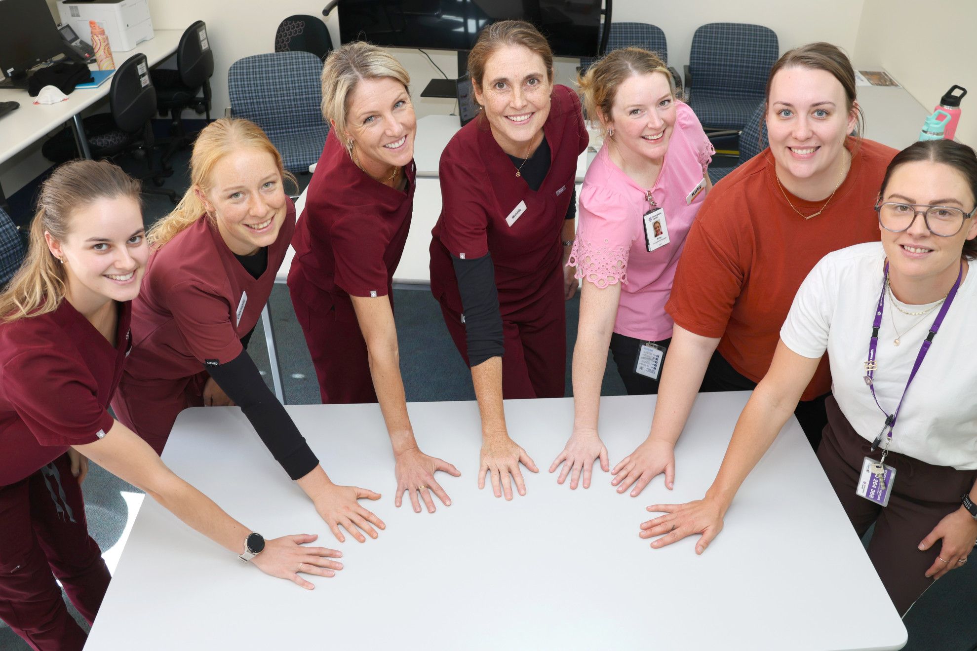 Grampians Health occupational therapists specialising in hand therapy (from left): Elise Crick, Georgia Waller, Renee Rock, Michelle McIntosh, from Ballarat campus, Kirby Egan from Stawell and Anne Dillon and Kate Cameron from Horsham.