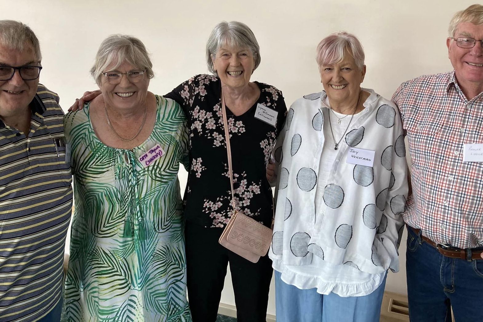Hopetoun and Beulah reunion committee member Steve Haynes, Cath Taylor, Lynne De Giovanni, Joy Weightman and Phonse Liddle enjoy another get-together with old friends.