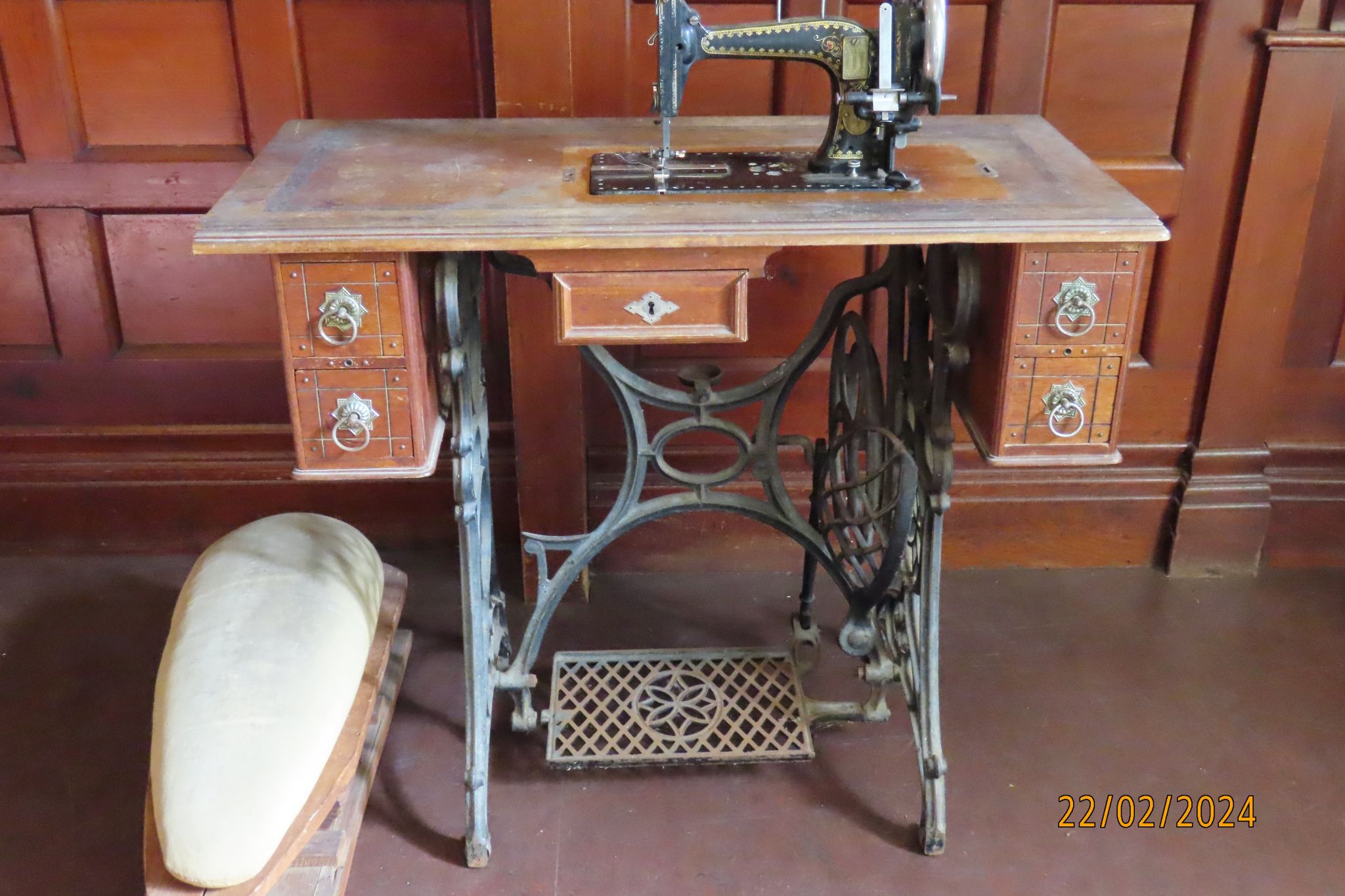 A sewing machine, complete with cotton reel and iron board, has been returned to Warracknabeal