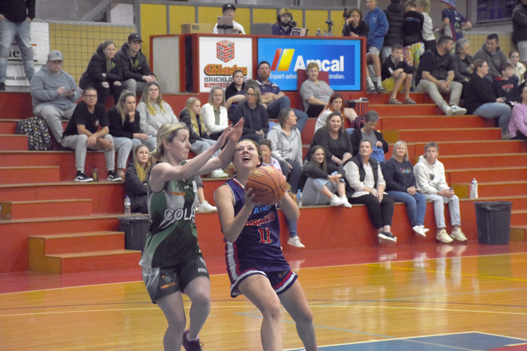 15-year-old Cara Tippet has had a great season for the Hornets. Pictured here against Colac in round 1 she scored 12 points.